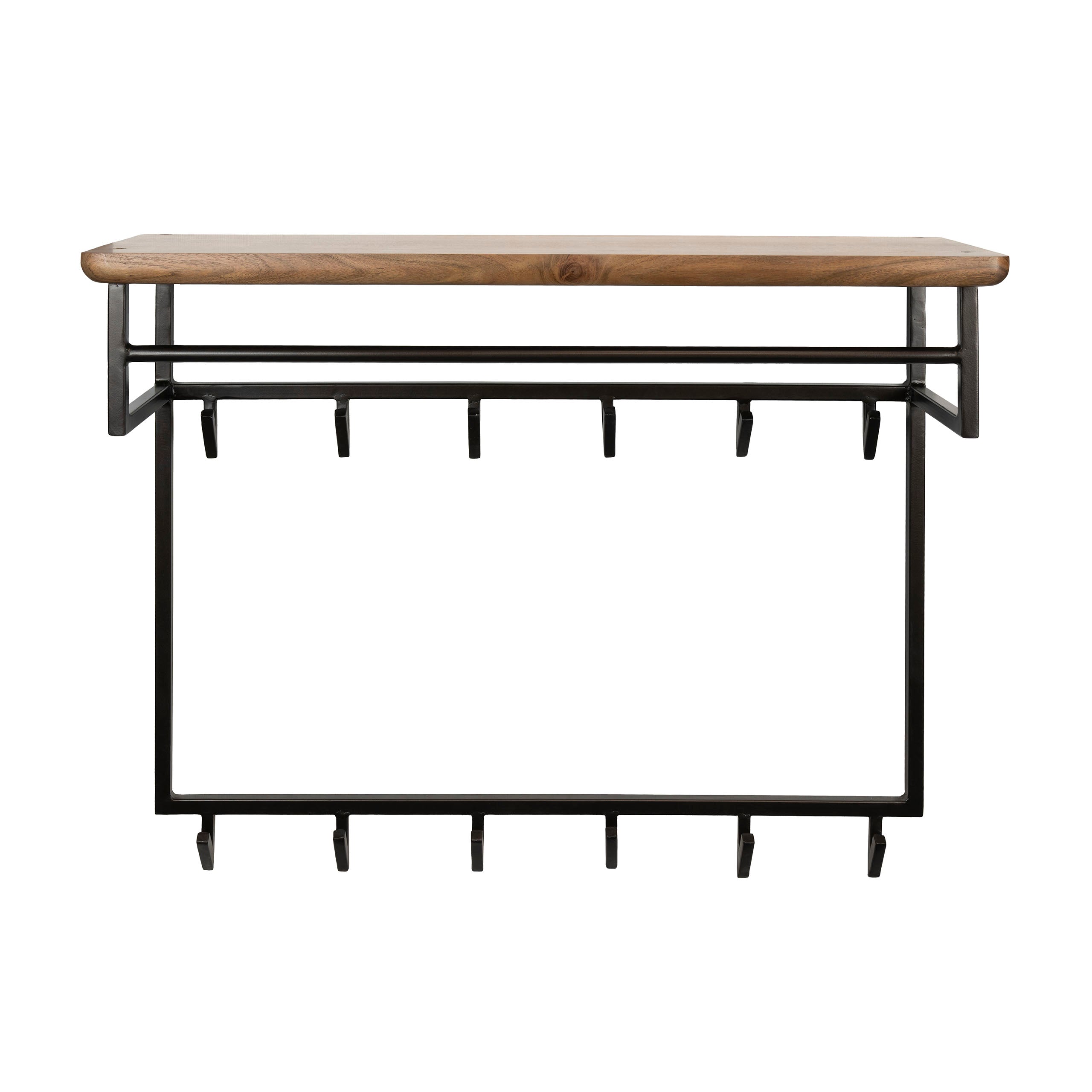 Kapstok Edge Curve hoog 12 haken / Massief acacia bruin