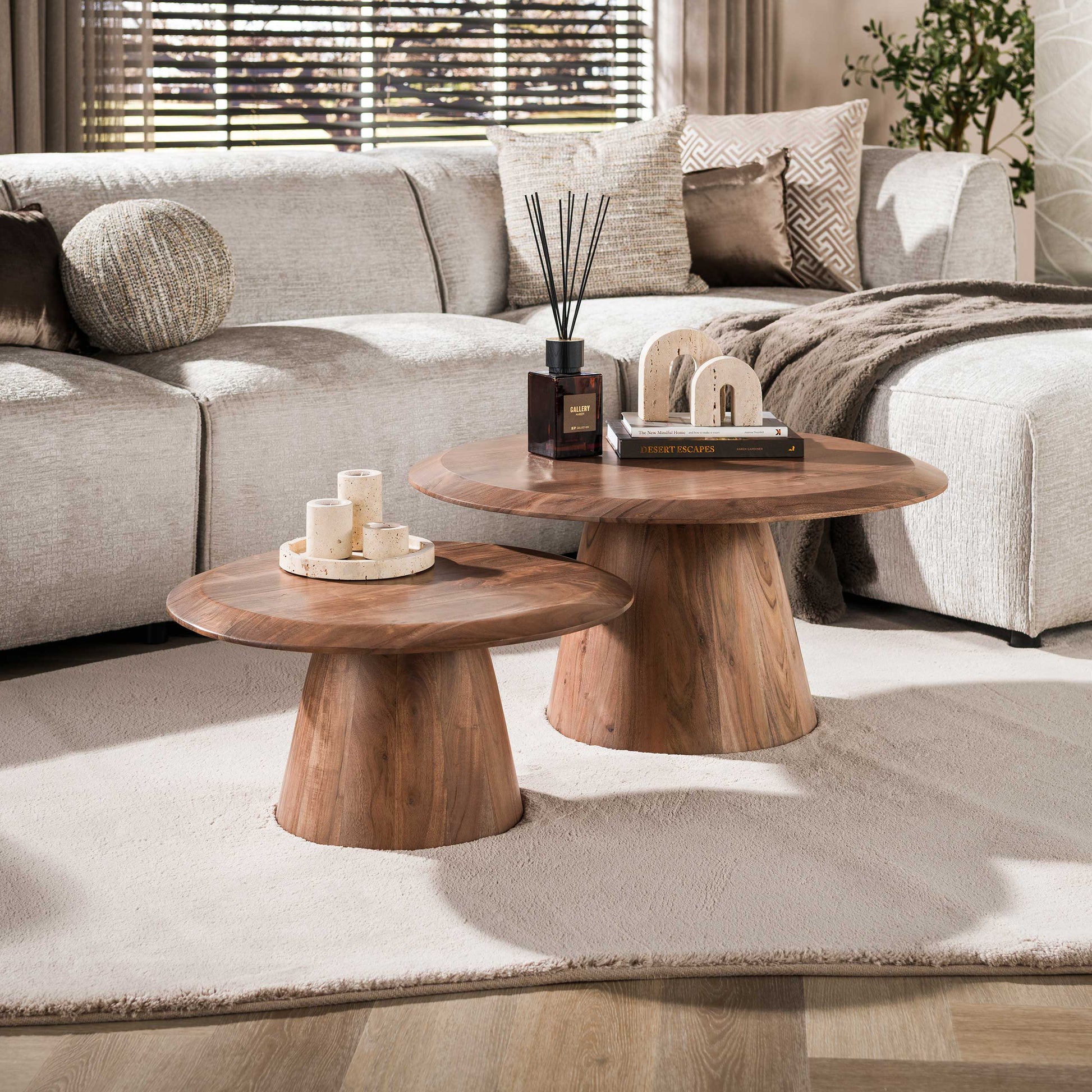 Salontafel Rona set van 2 / Massief acacia bruin