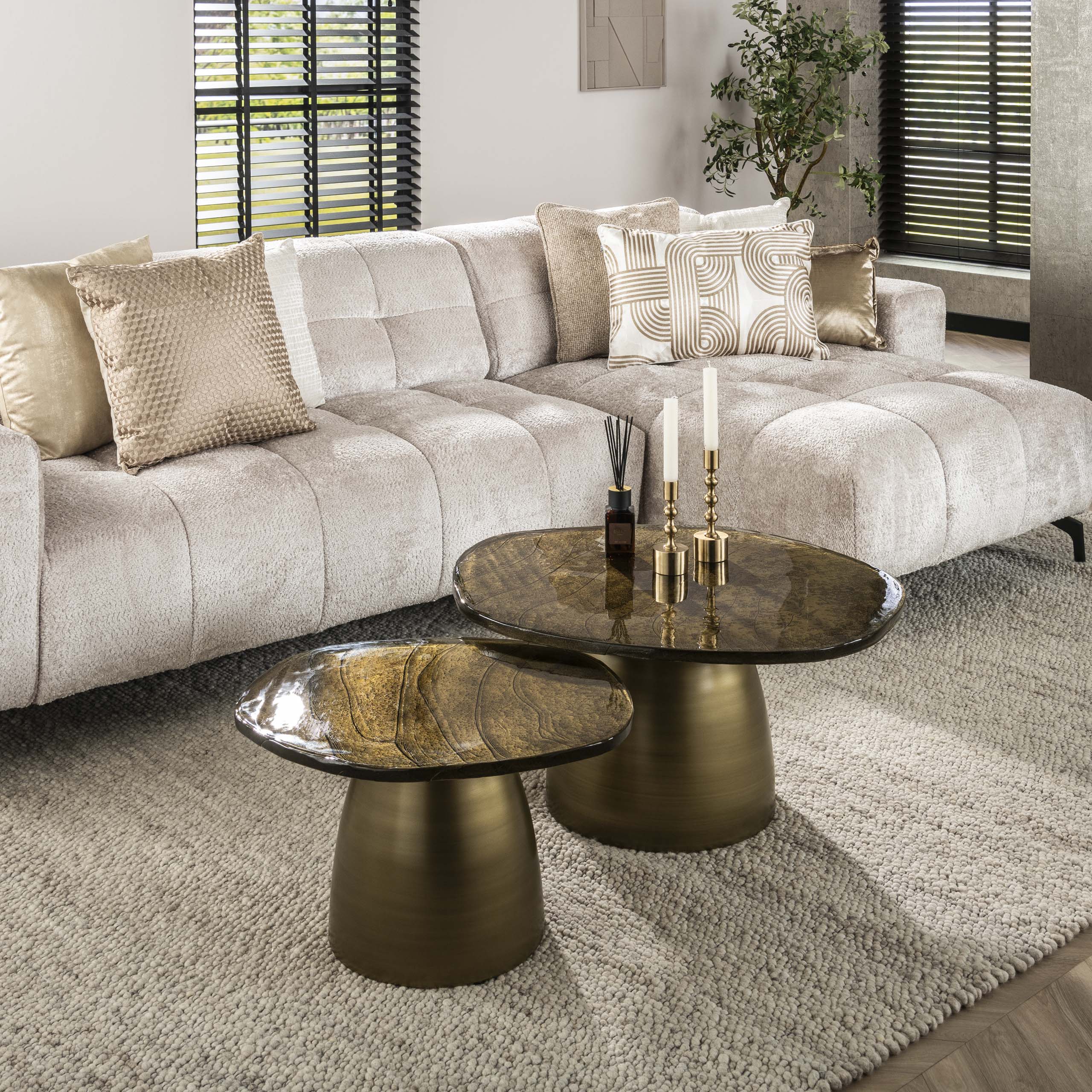 Salontafel Eclipse set van 2 / Antiek goud