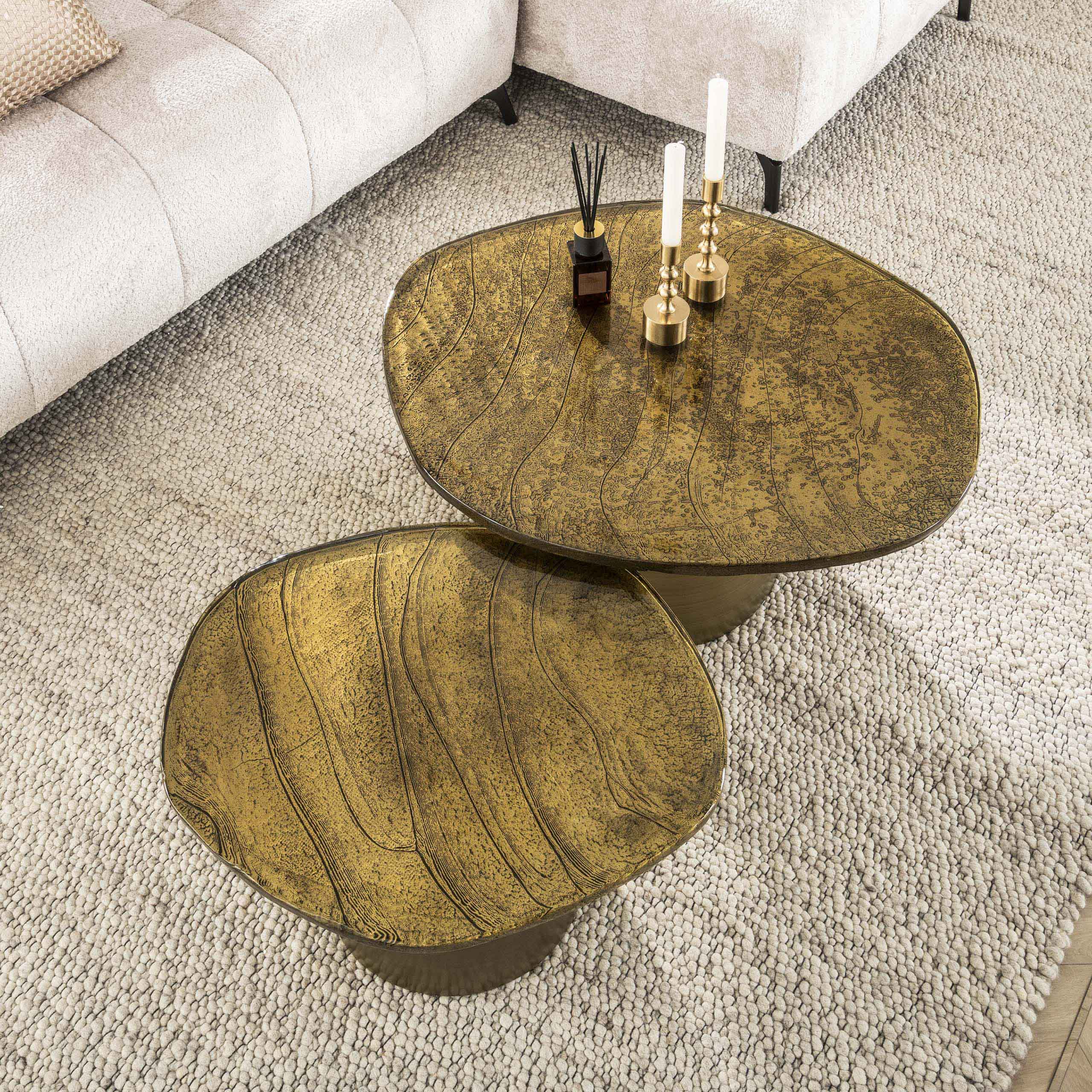 Salontafel Eclipse Set Van 2 Antiek Goud