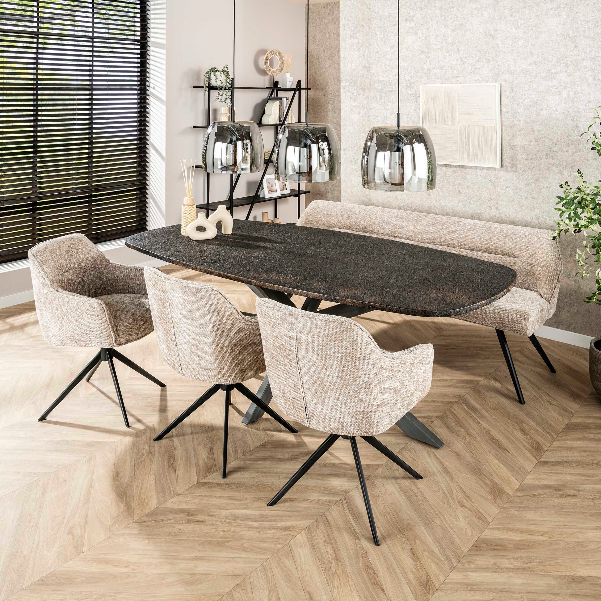 Eettafel Metallic deens ovaal 215cm / Grijs
