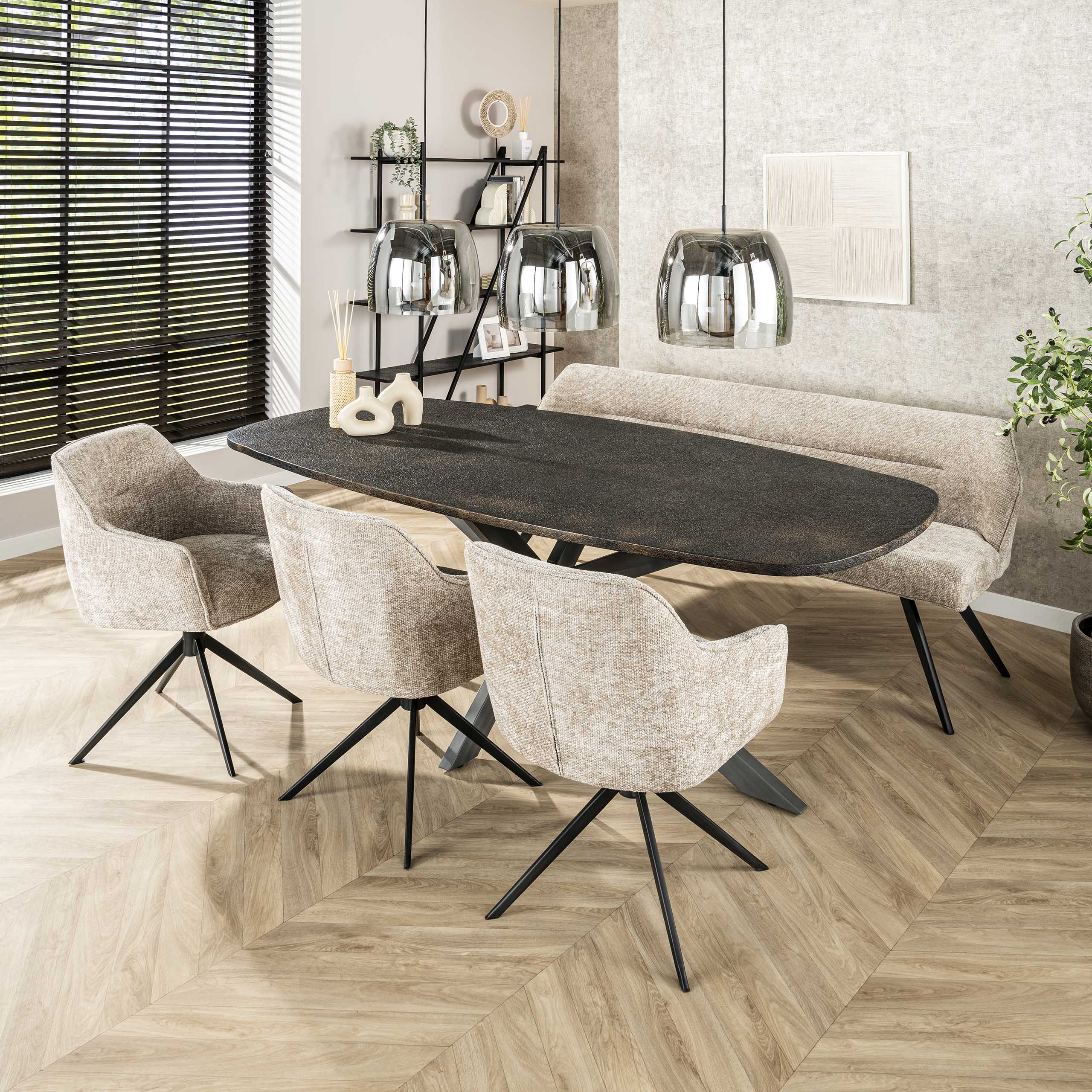 Eettafel Metallic deens ovaal 215cm / Grijs