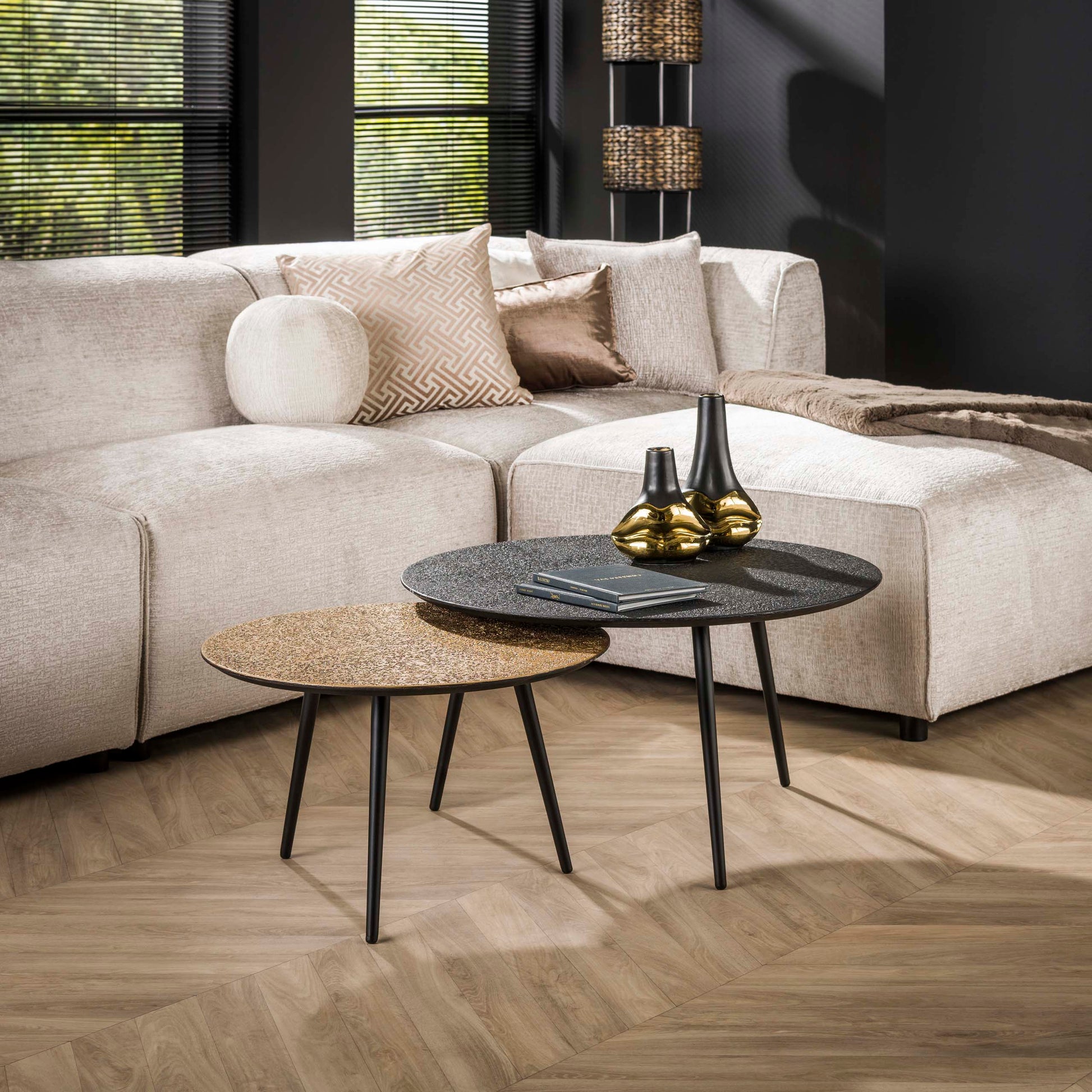 Salontafel Metallic rond set van 2 / Grijs