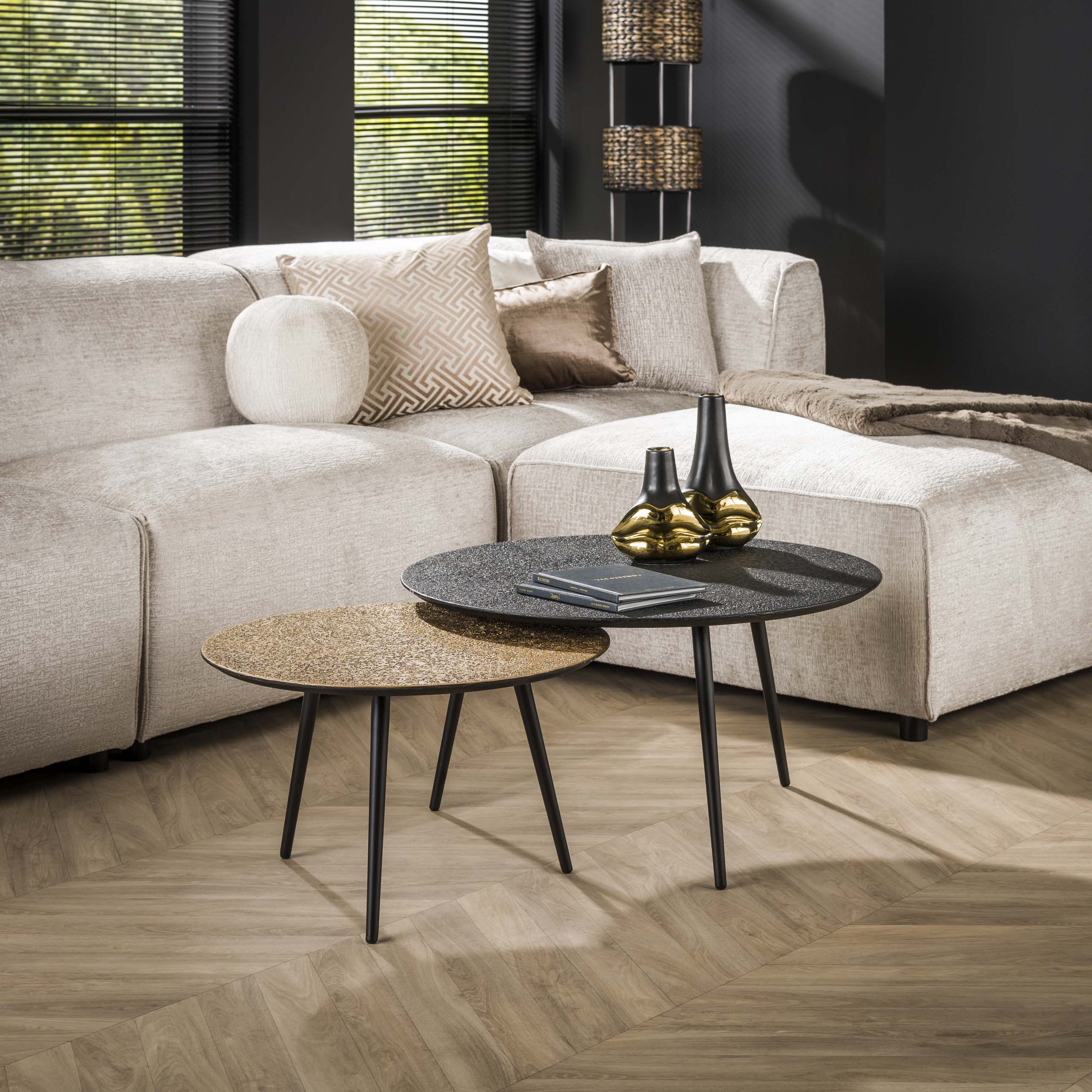 Salontafel Metallic rond set van 2 / Grijs