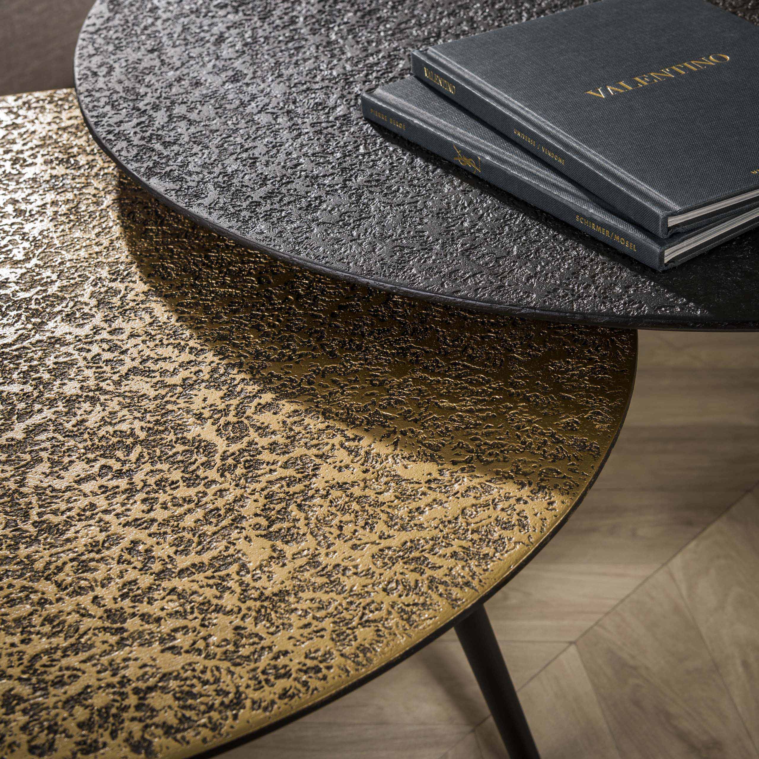 Salontafel Metallic Rond Set Van 2 Grijs