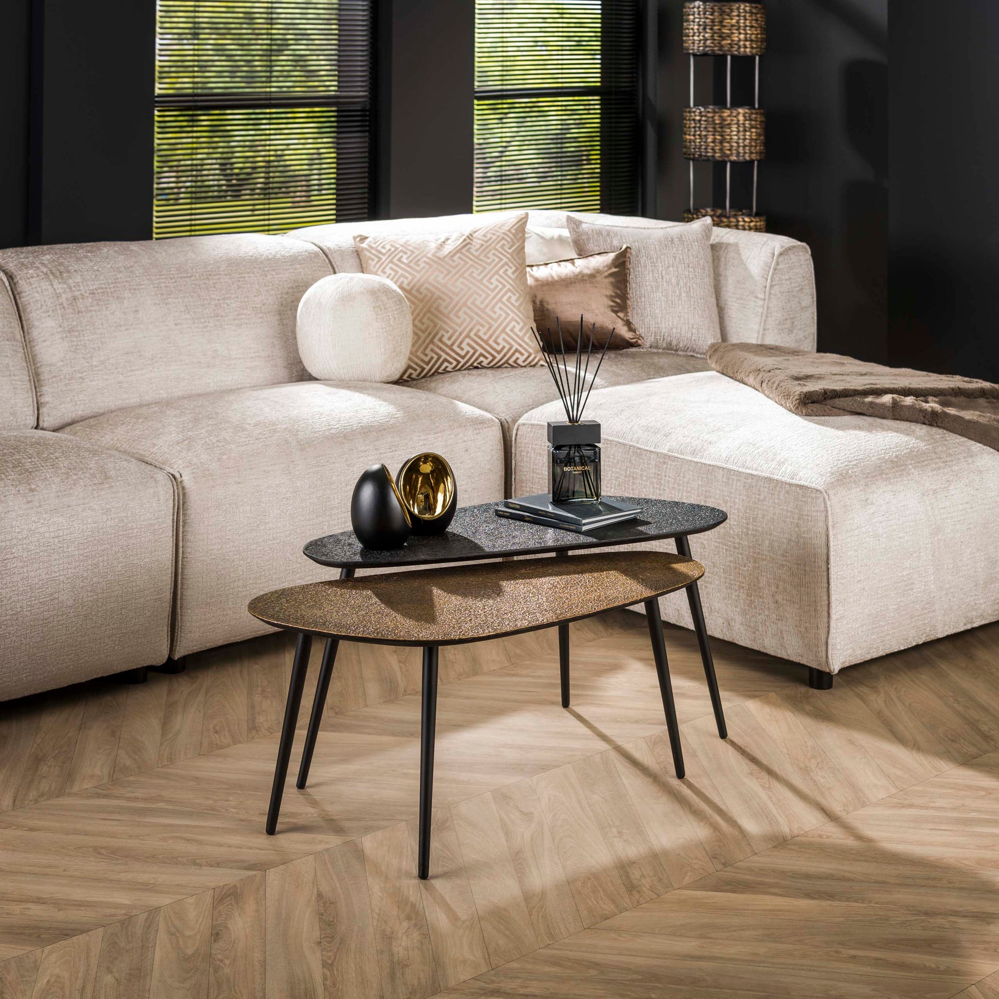 Salontafel Metallic niervormig set van 2 / Grijs