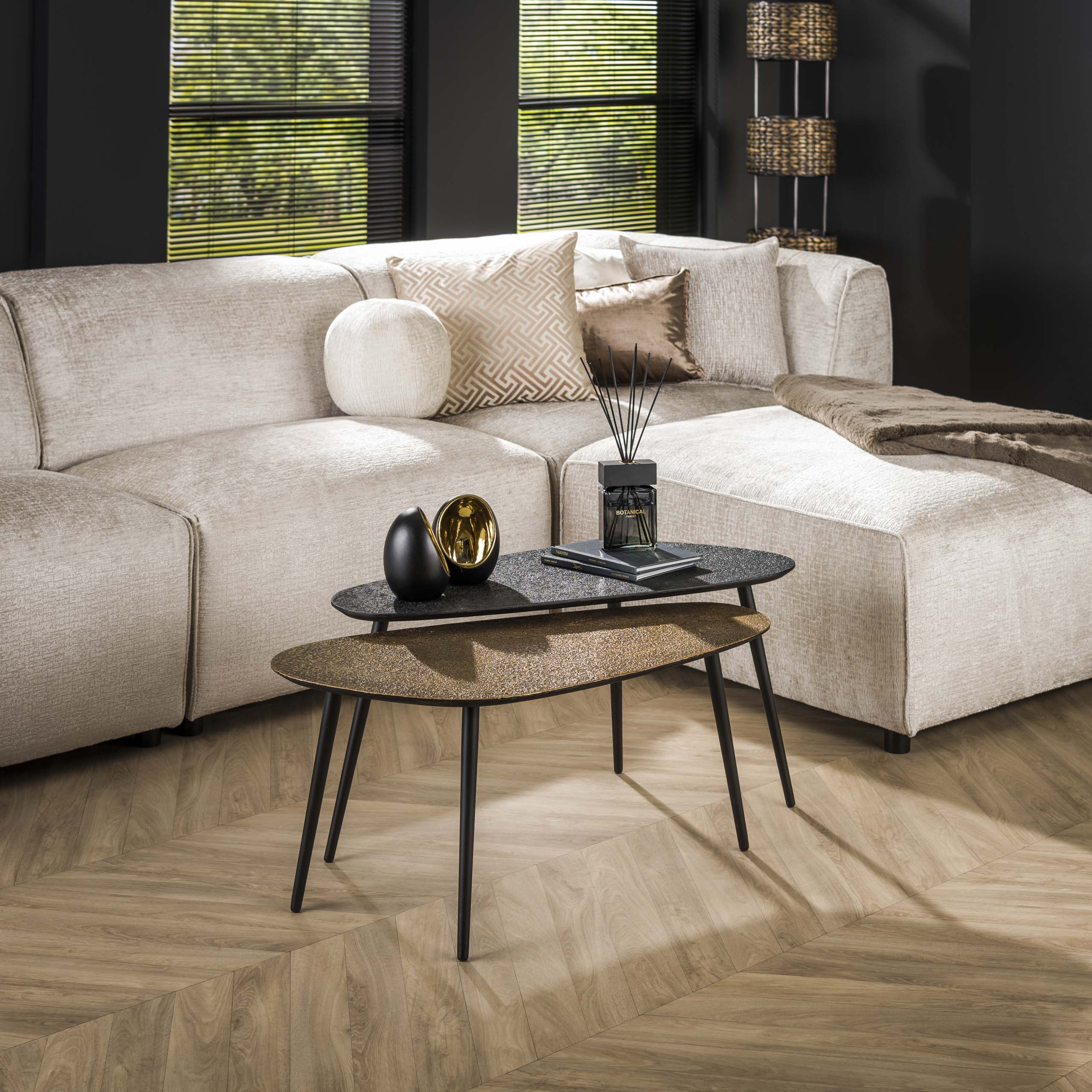 Salontafel Metallic niervormig set van 2 / Grijs