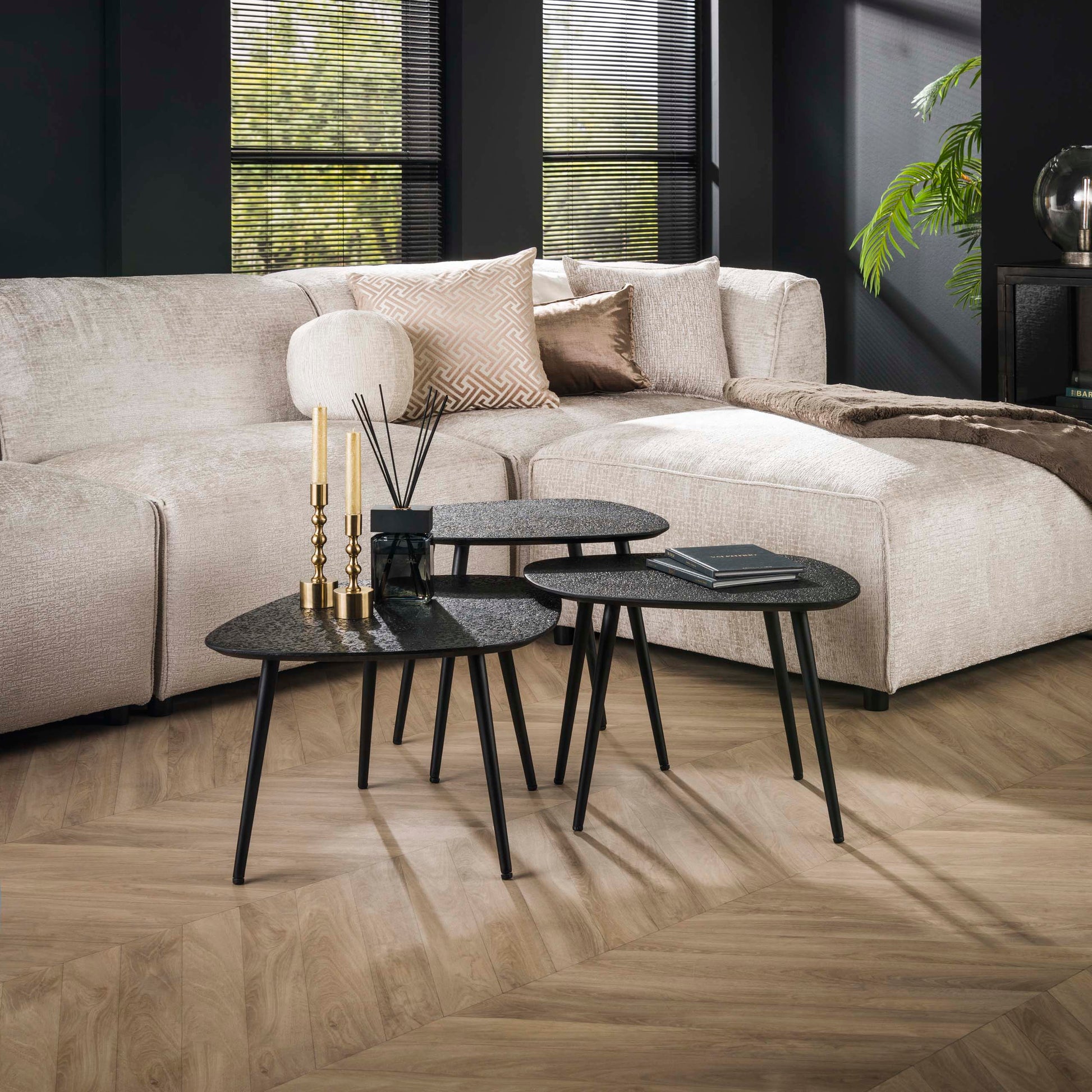 Salontafel Metallic vierhoekig set van 3 / Grijs