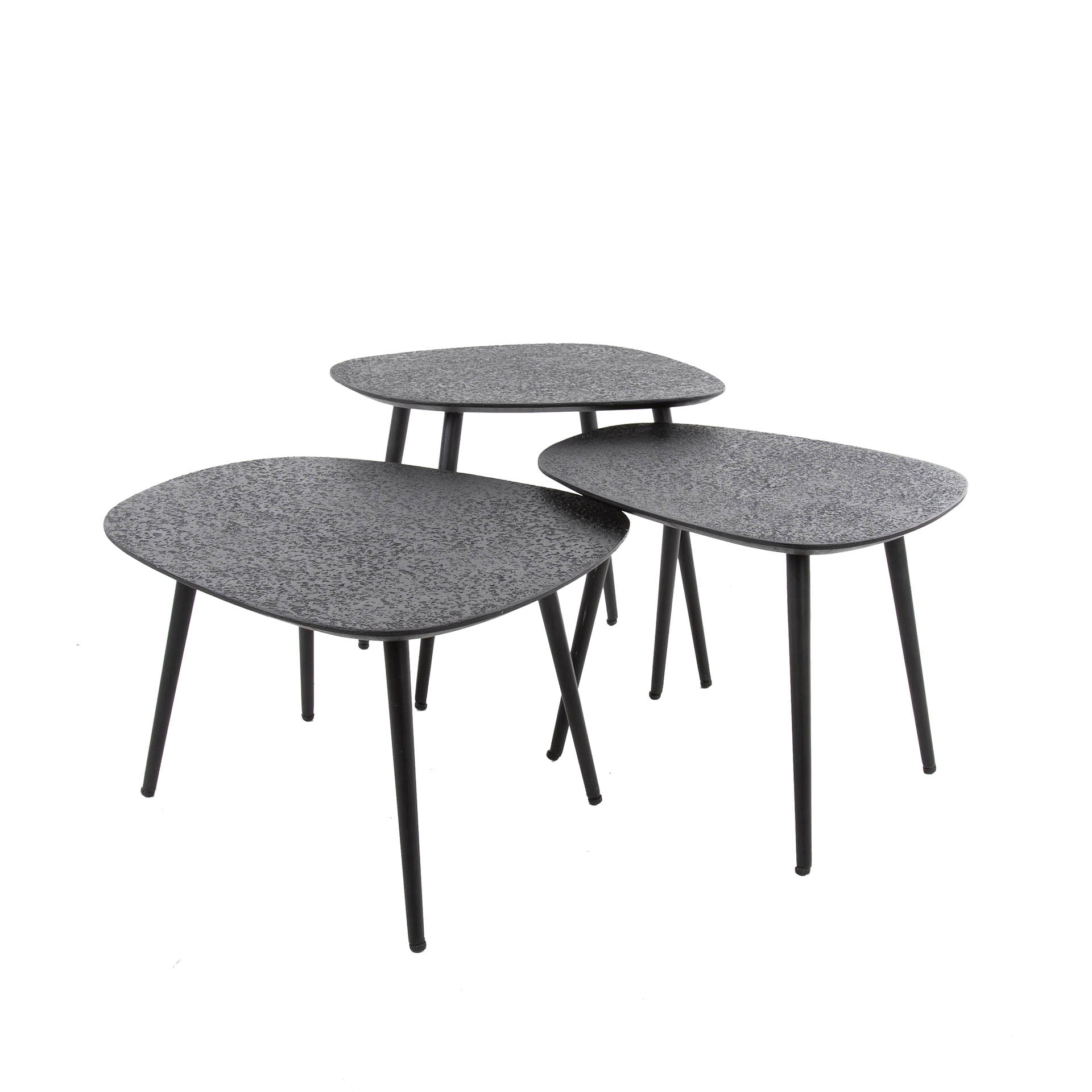 Salontafel Metallic Vierhoekig Set Van 3 Grijs