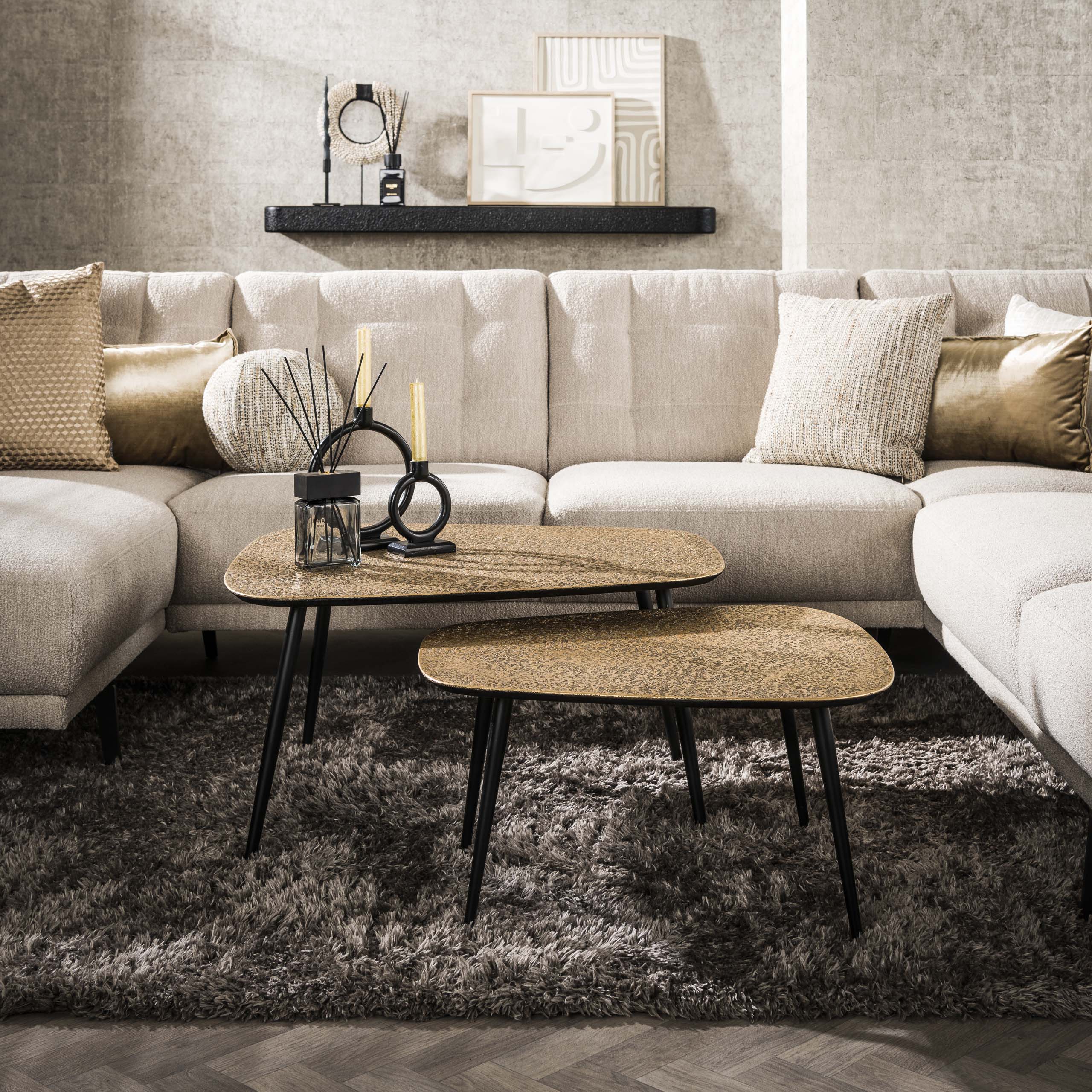 Salontafel Metallic XL set van 2 / Antiek brons