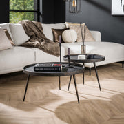 Salontafel Metallic rond set van 2 / Grijs