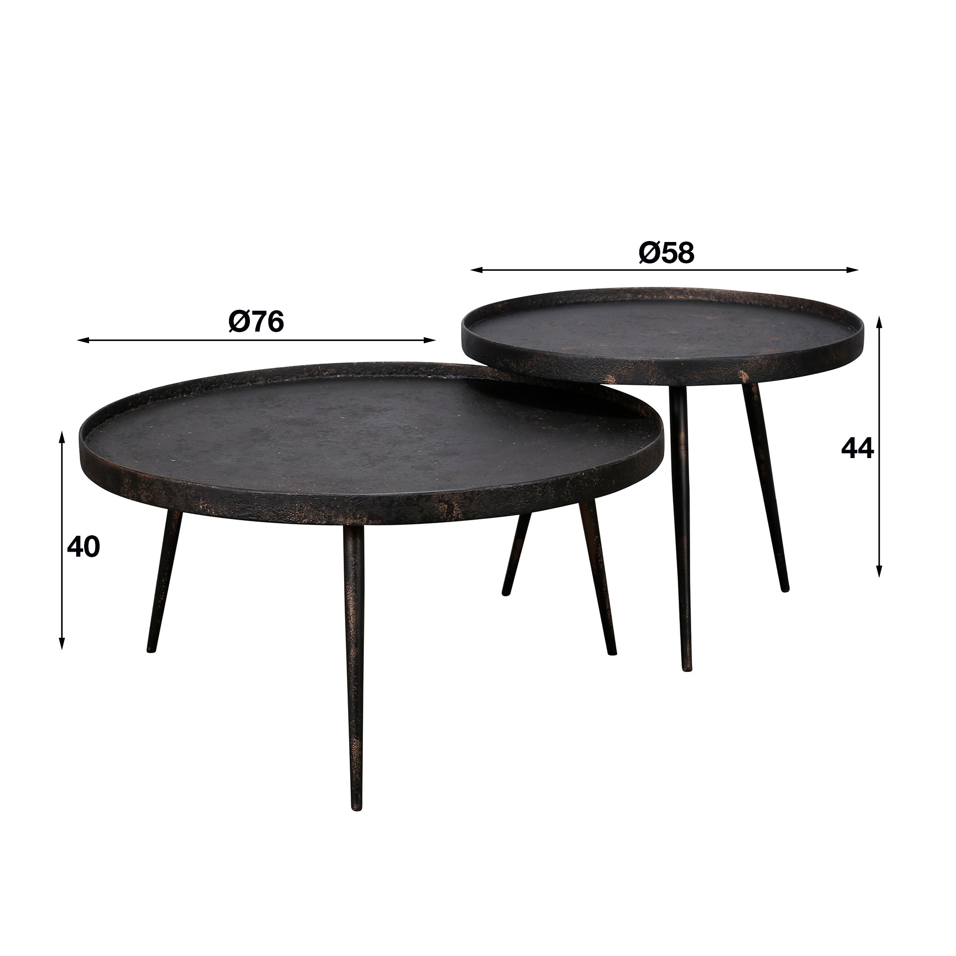 Salontafel Metallic Rond Set Van 2 Grijs 1