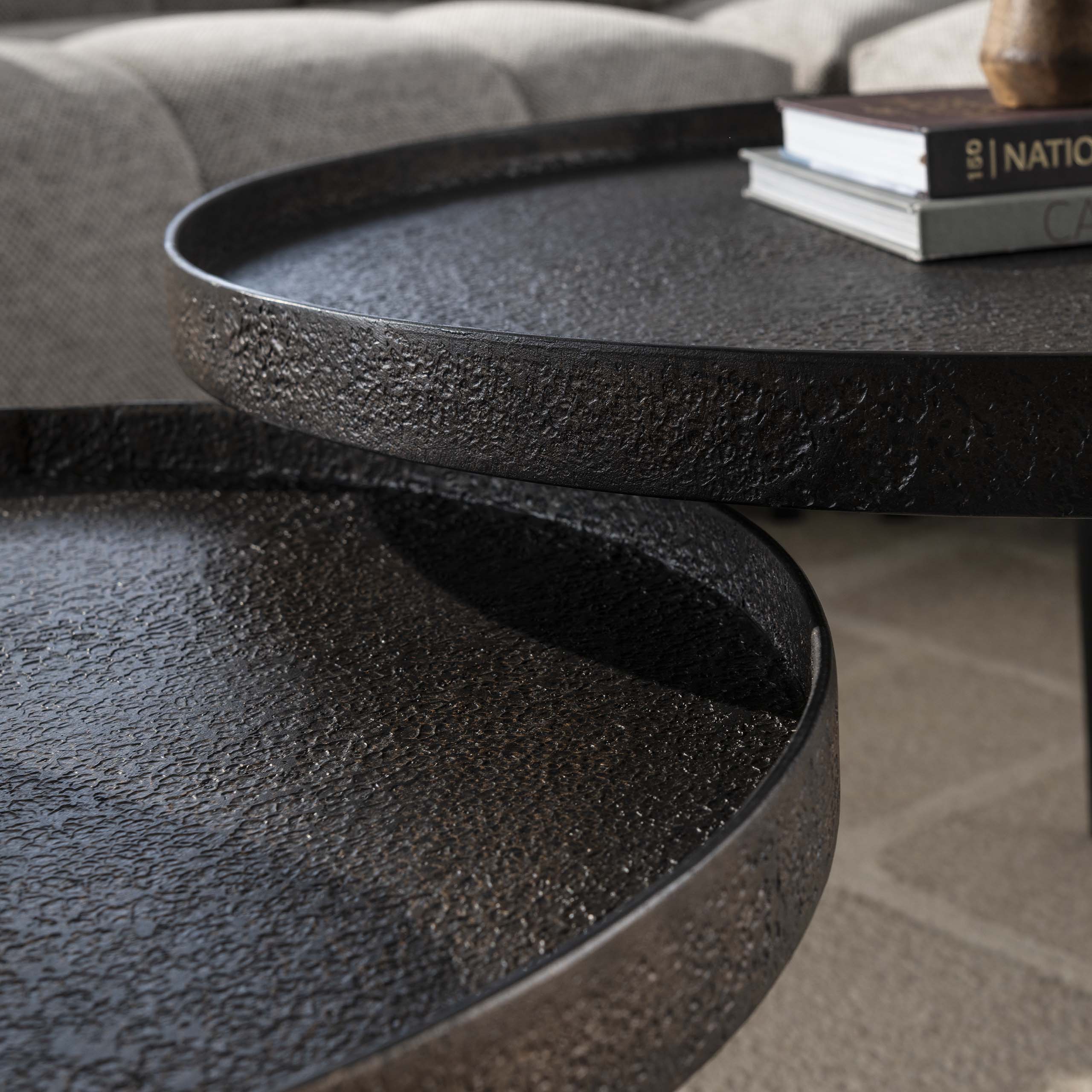Salontafel Metallic Rond Set Van 2 Grijs 1