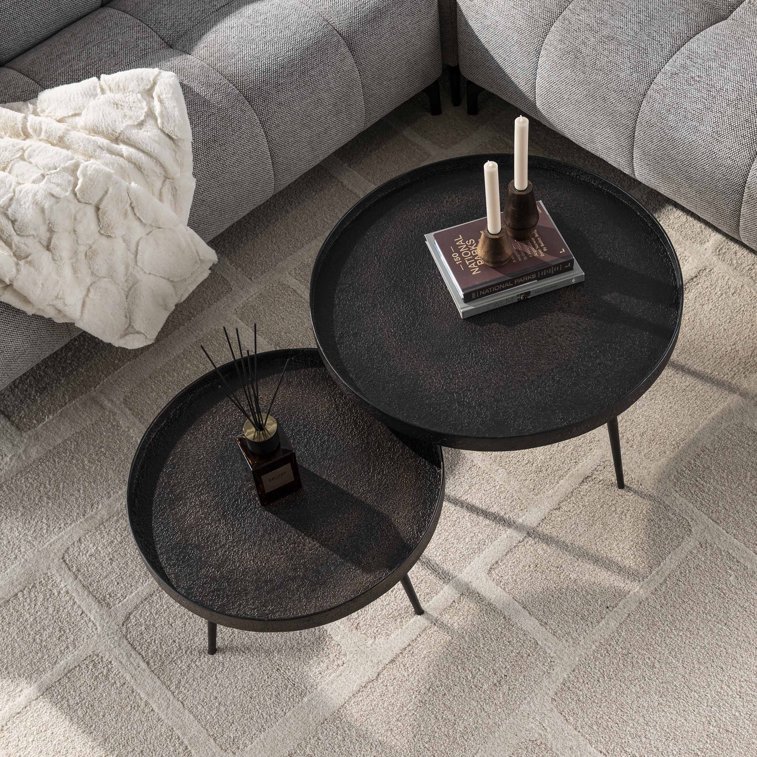 Salontafel Metallic Rond Set Van 2 Grijs 1