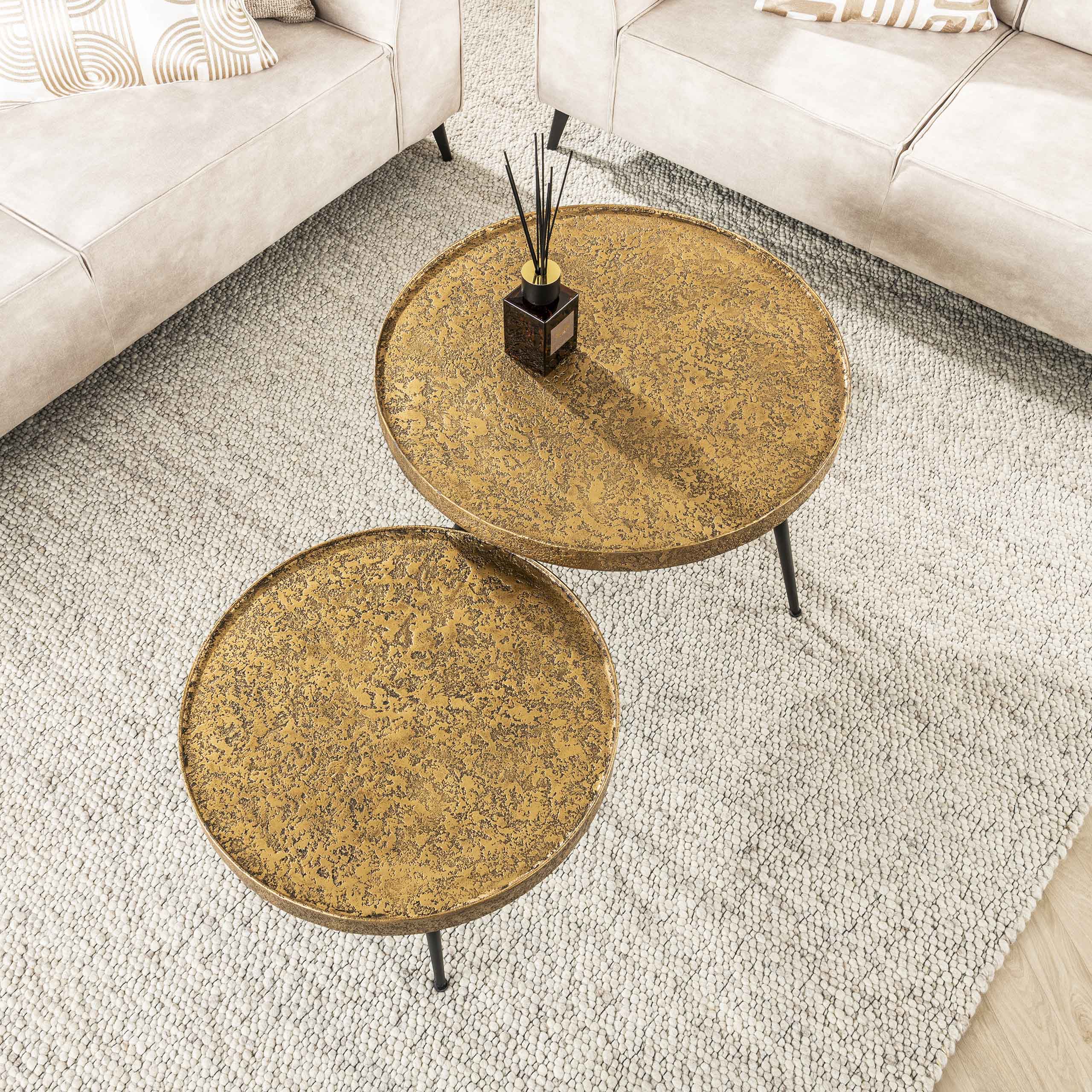 Salontafel Metallic Rond Set Van 2 Antiek Brons