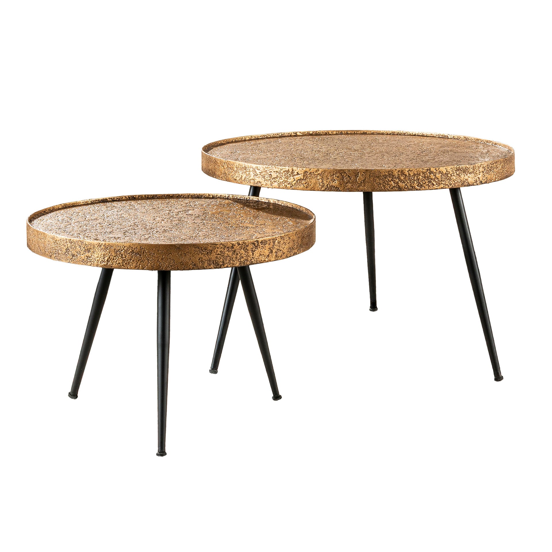 Salontafel Metallic Rond Set Van 2 Antiek Brons