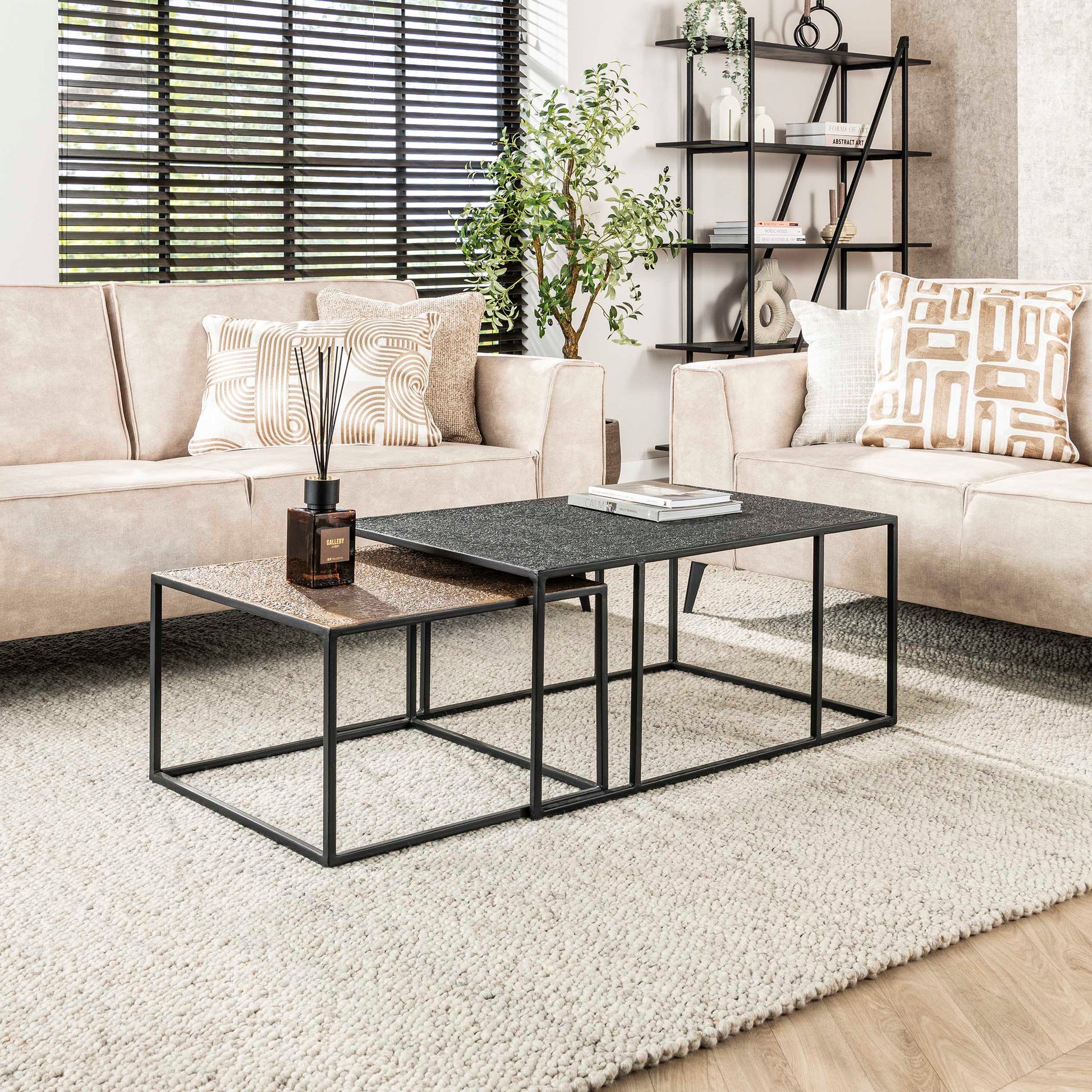 Salontafel Metallic rechthoekig set van 2 / Grijs