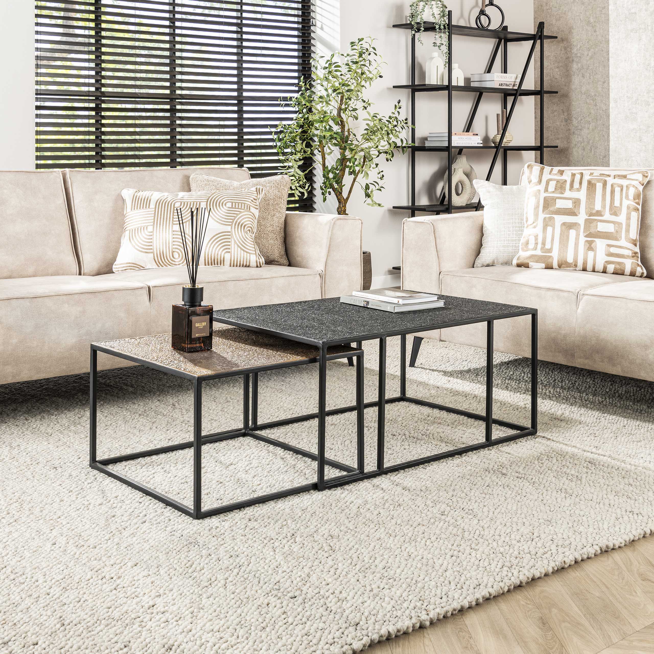 Salontafel Metallic rechthoekig set van 2 / Grijs