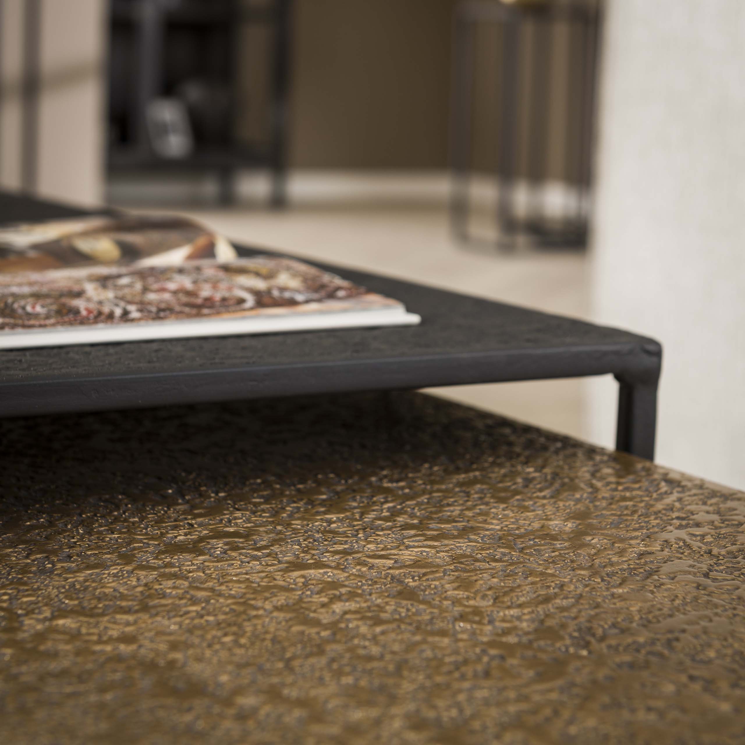 Salontafel Metallic Rechthoekig Set Van 2 Grijs