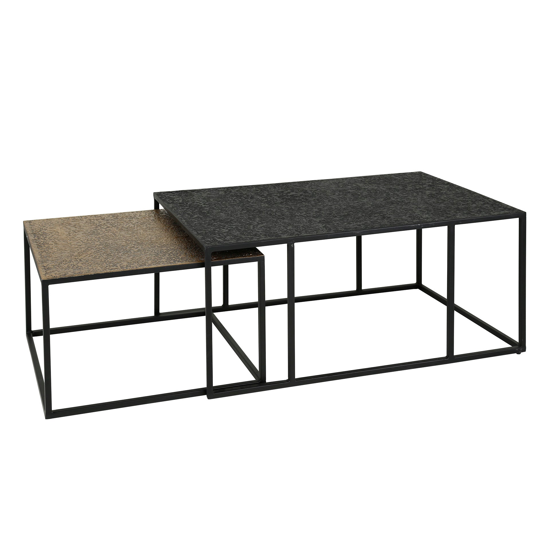 Salontafel Metallic Rechthoekig Set Van 2 Grijs