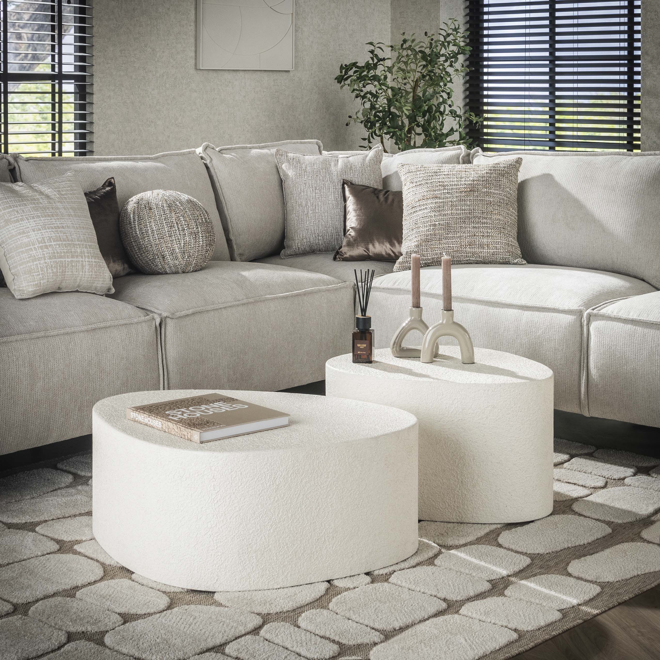 Salontafel Stone driehoekig set van 2 / Marmer composiet