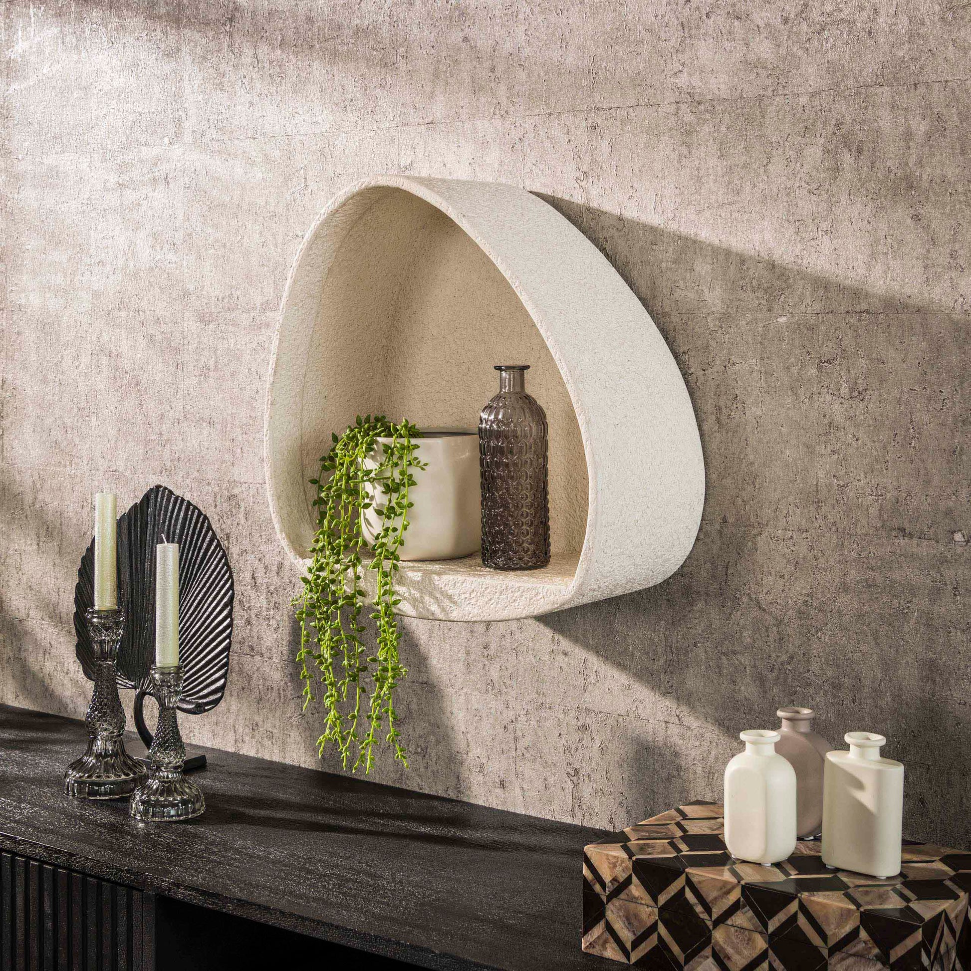 Wandschap Stone driehoekig / Marmer composiet