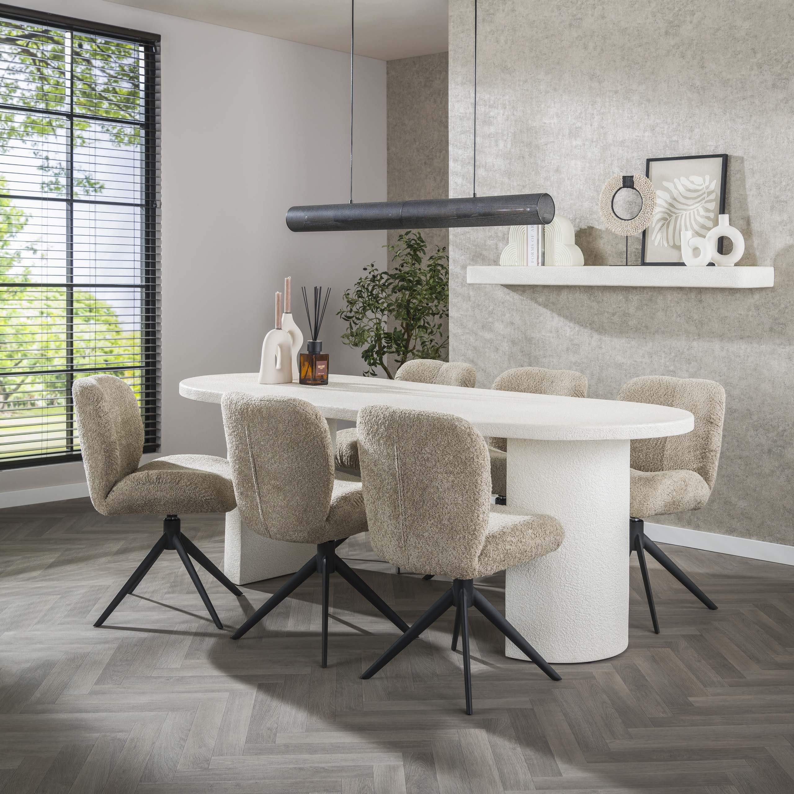 Eettafel Arch Stone plat ovaal 215cm / Marmer composiet