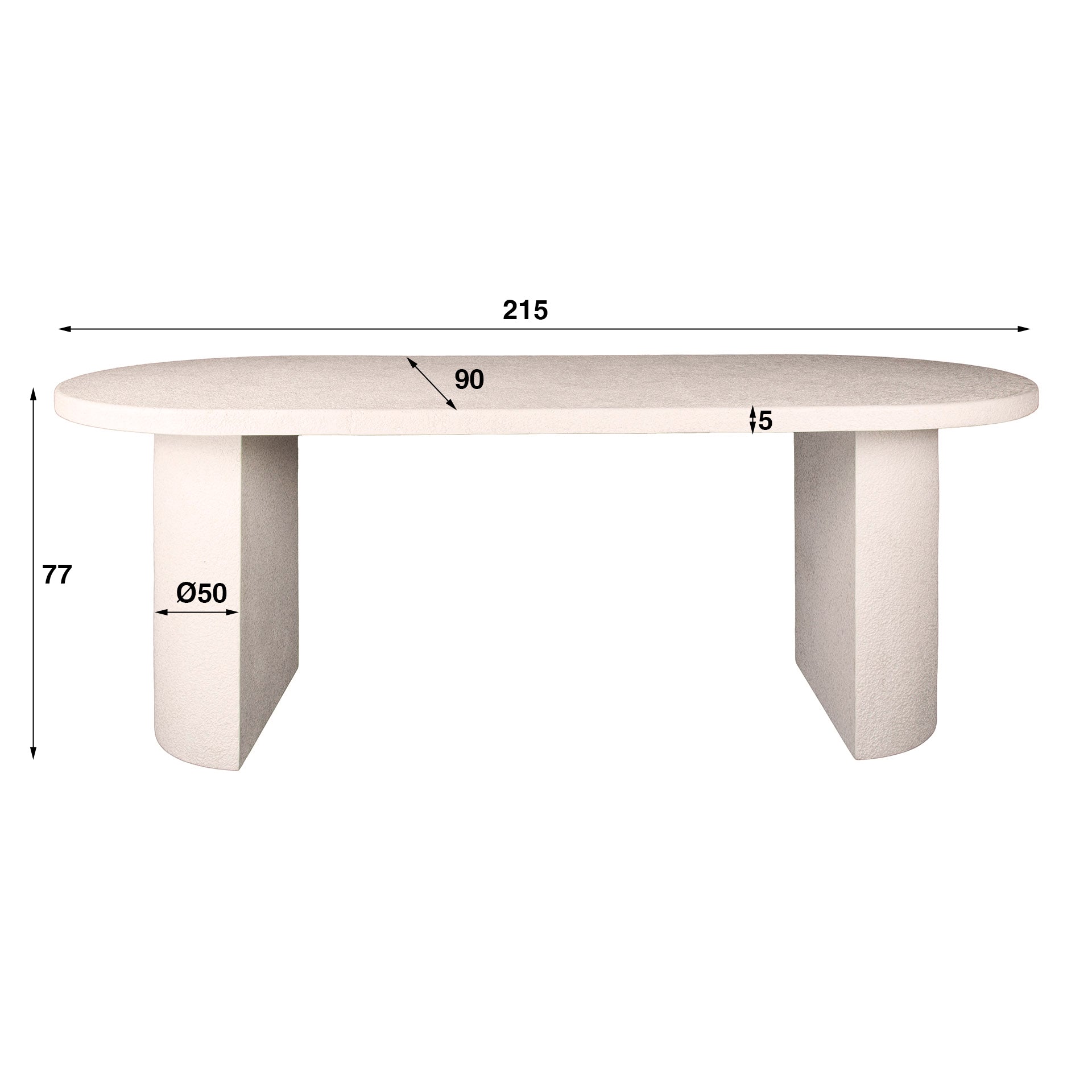 Eettafel Arch Stone Plat Ovaal 215Cm Marmer Composiet