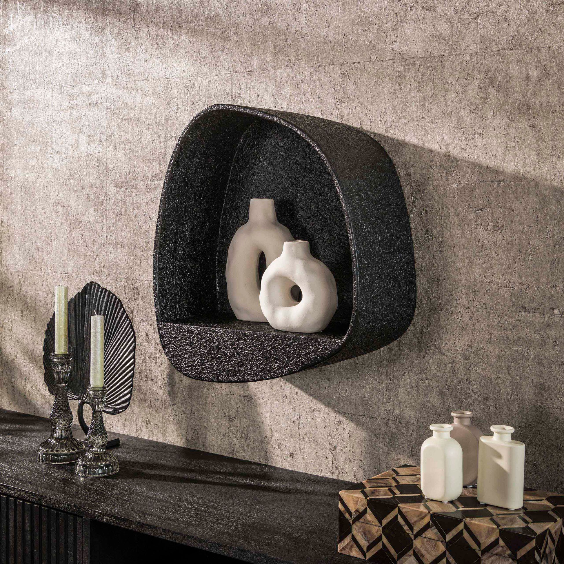 Wandschap Metallic breed / Grijs