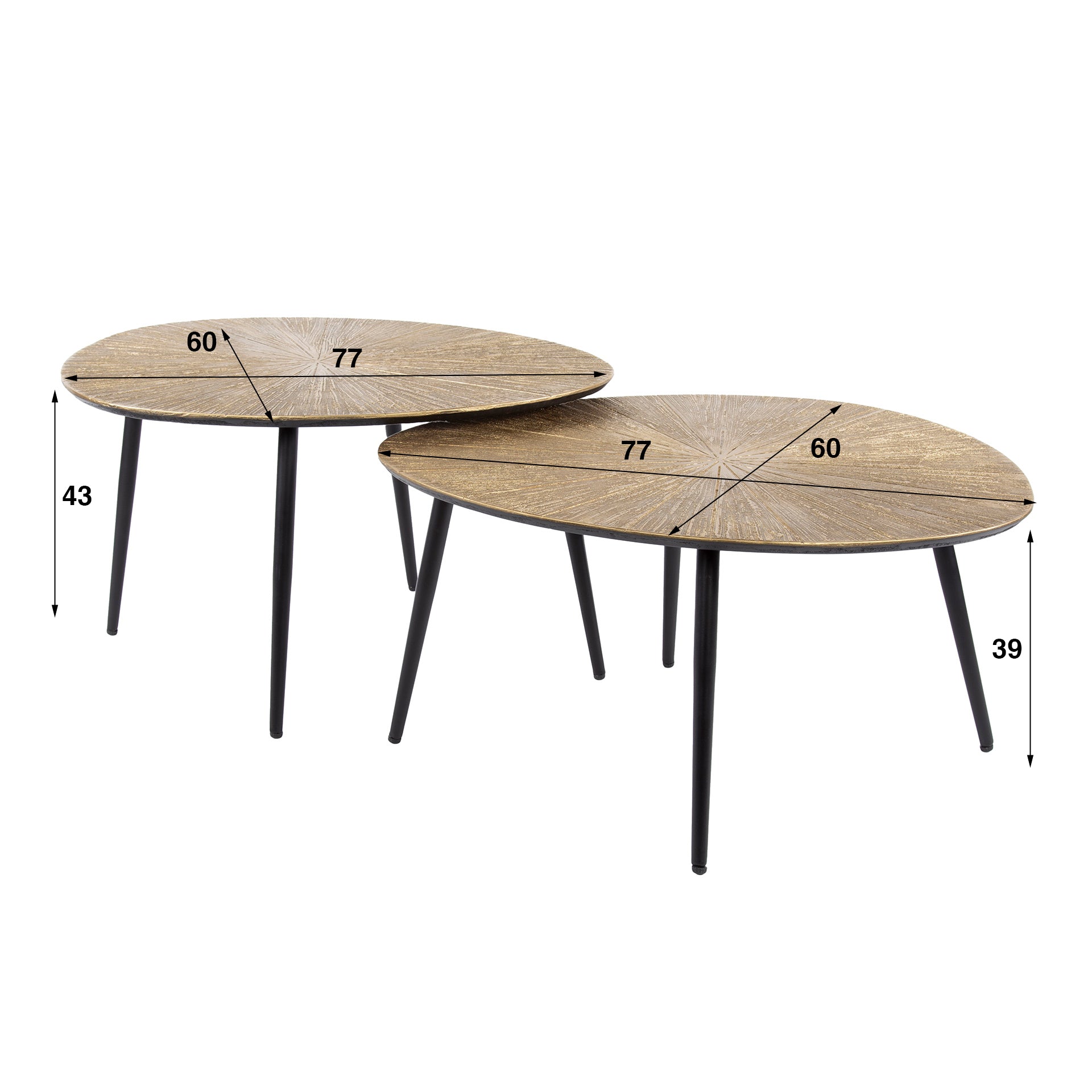 Salontafel Ray Organisch Set Van 2 Ray Antiek Goud