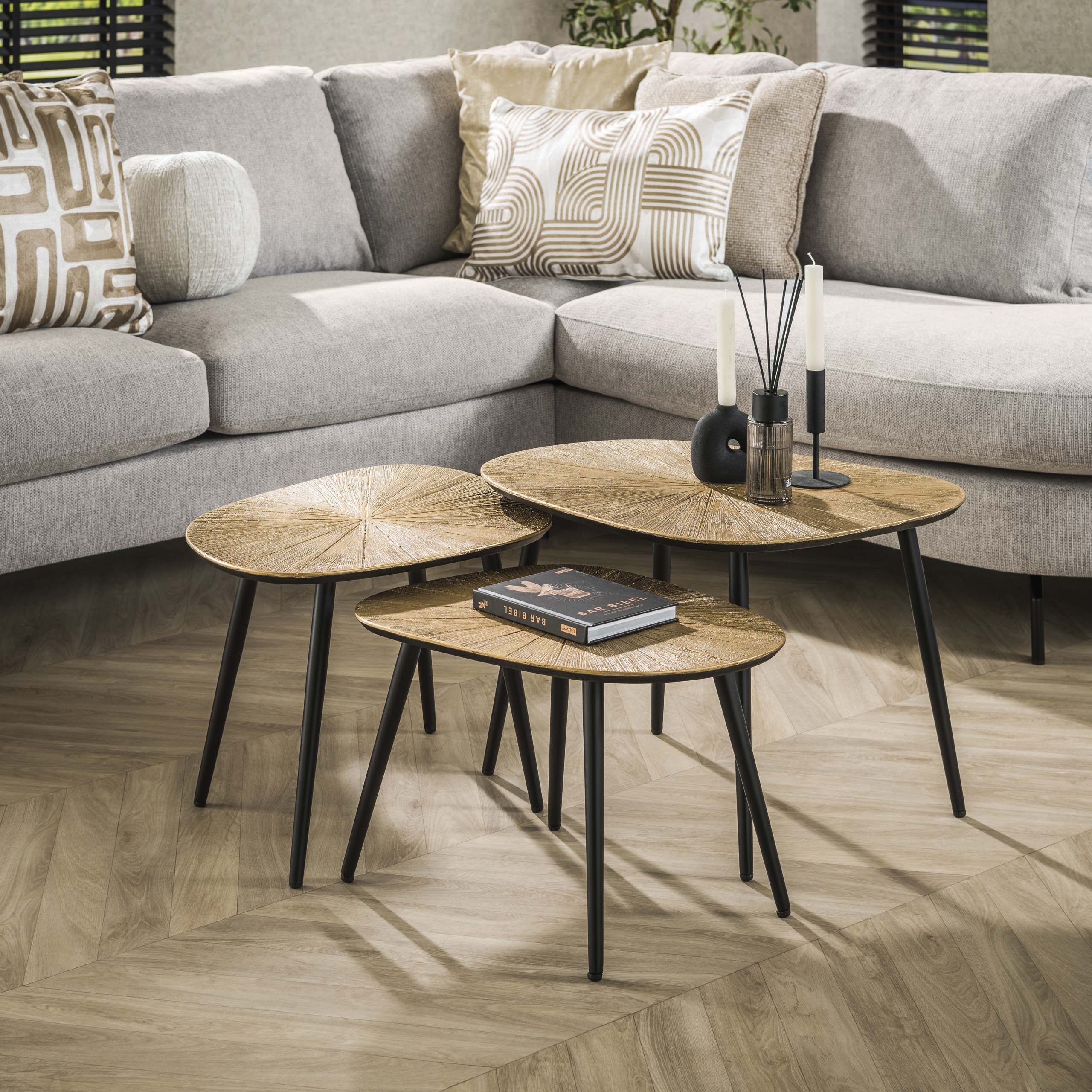 Salontafel Ray Vierhoekig Set Van 3 Ray Antiek Goud