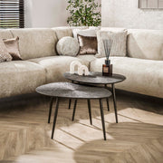 Salontafel Brown Ray leaf set van 2 / Donkerbruin brons