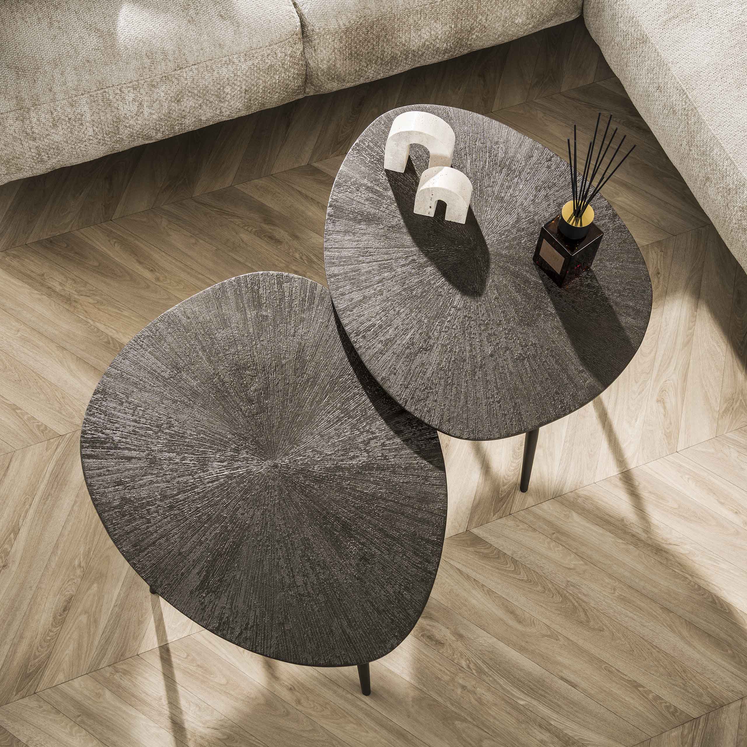 Salontafel Brown Ray Leaf Set Van 2 Donkerbruin Brons