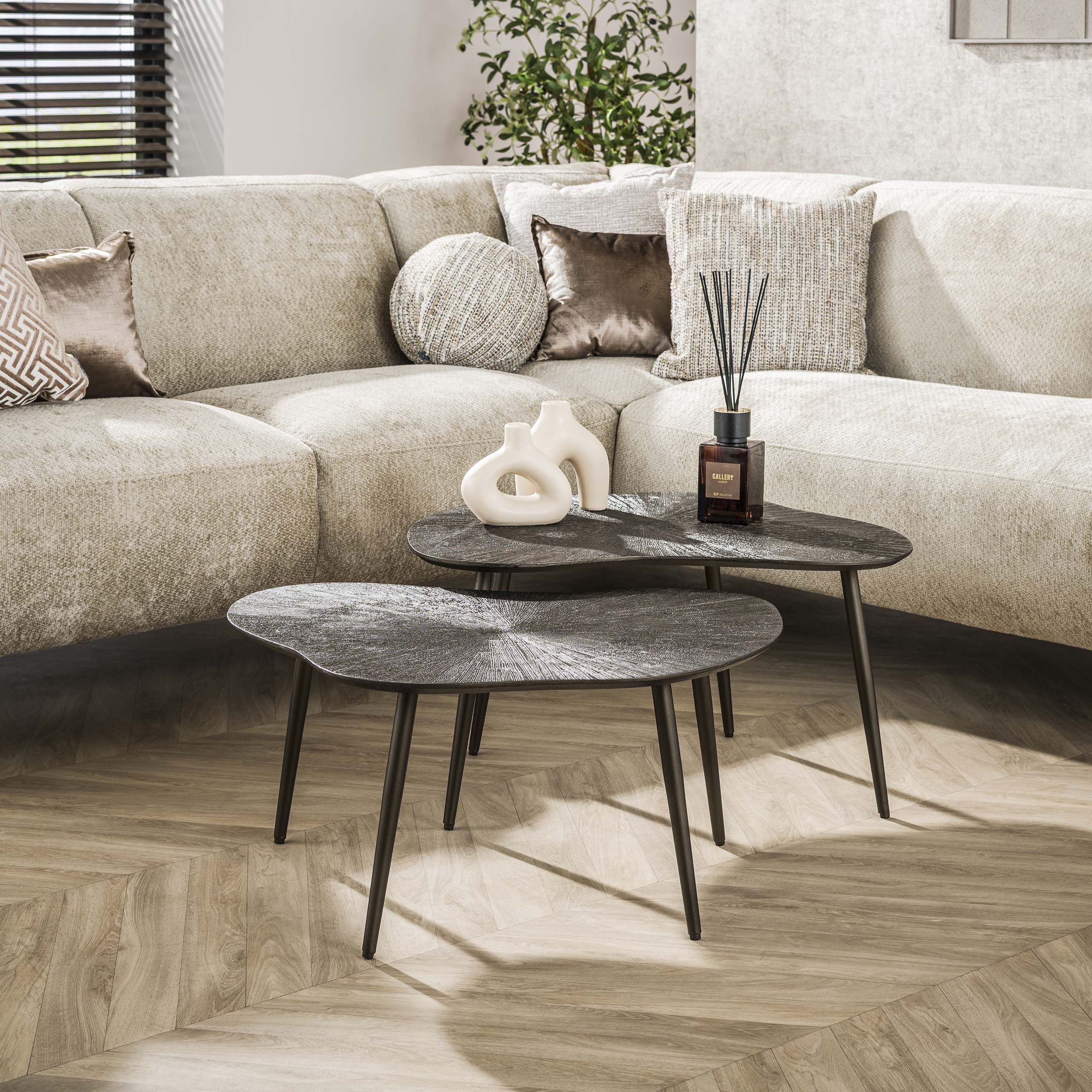 Salontafel Brown Ray organisch set van 2 / Donkerbruin brons