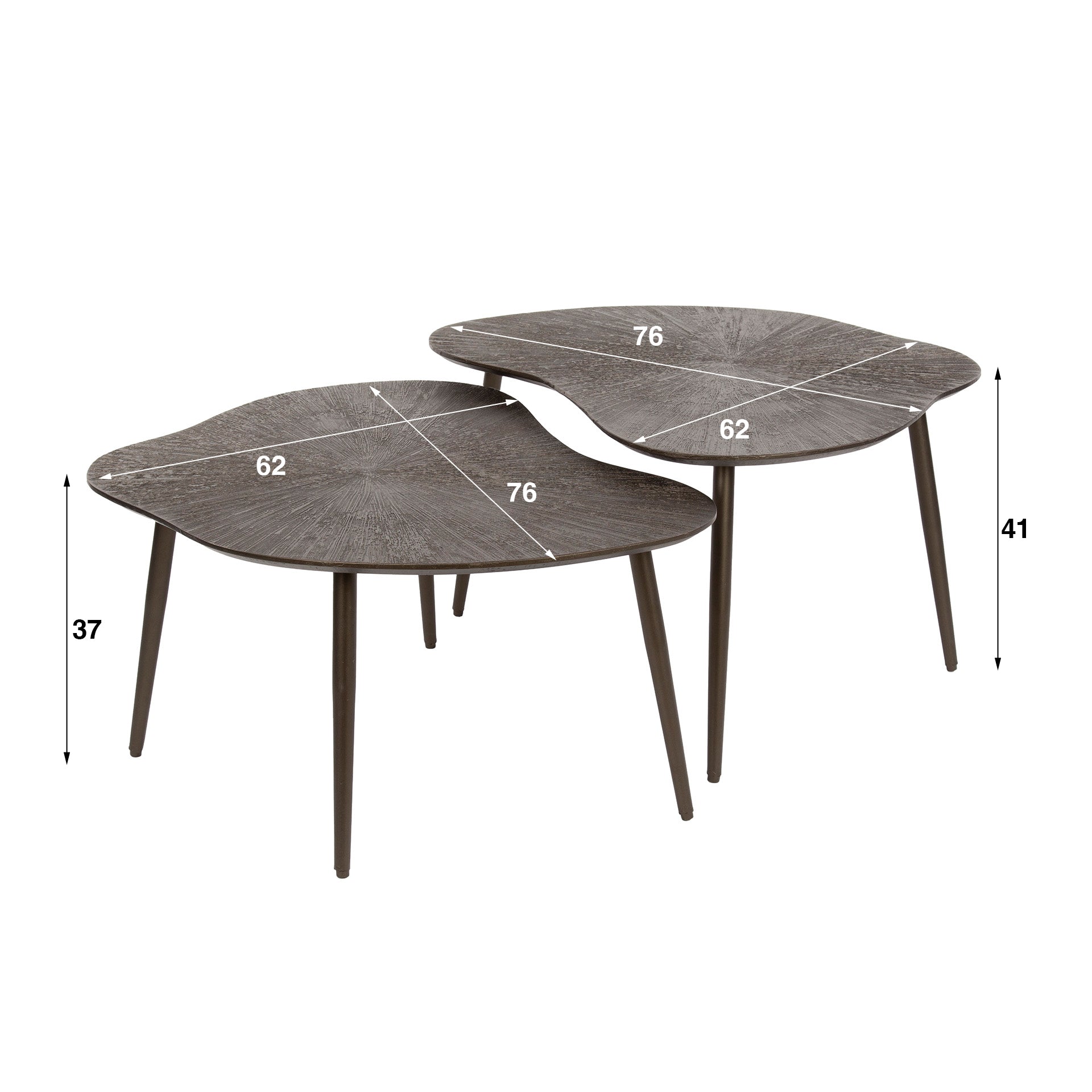Salontafel Brown Ray Organisch Set Van 2 Donkerbruin Brons