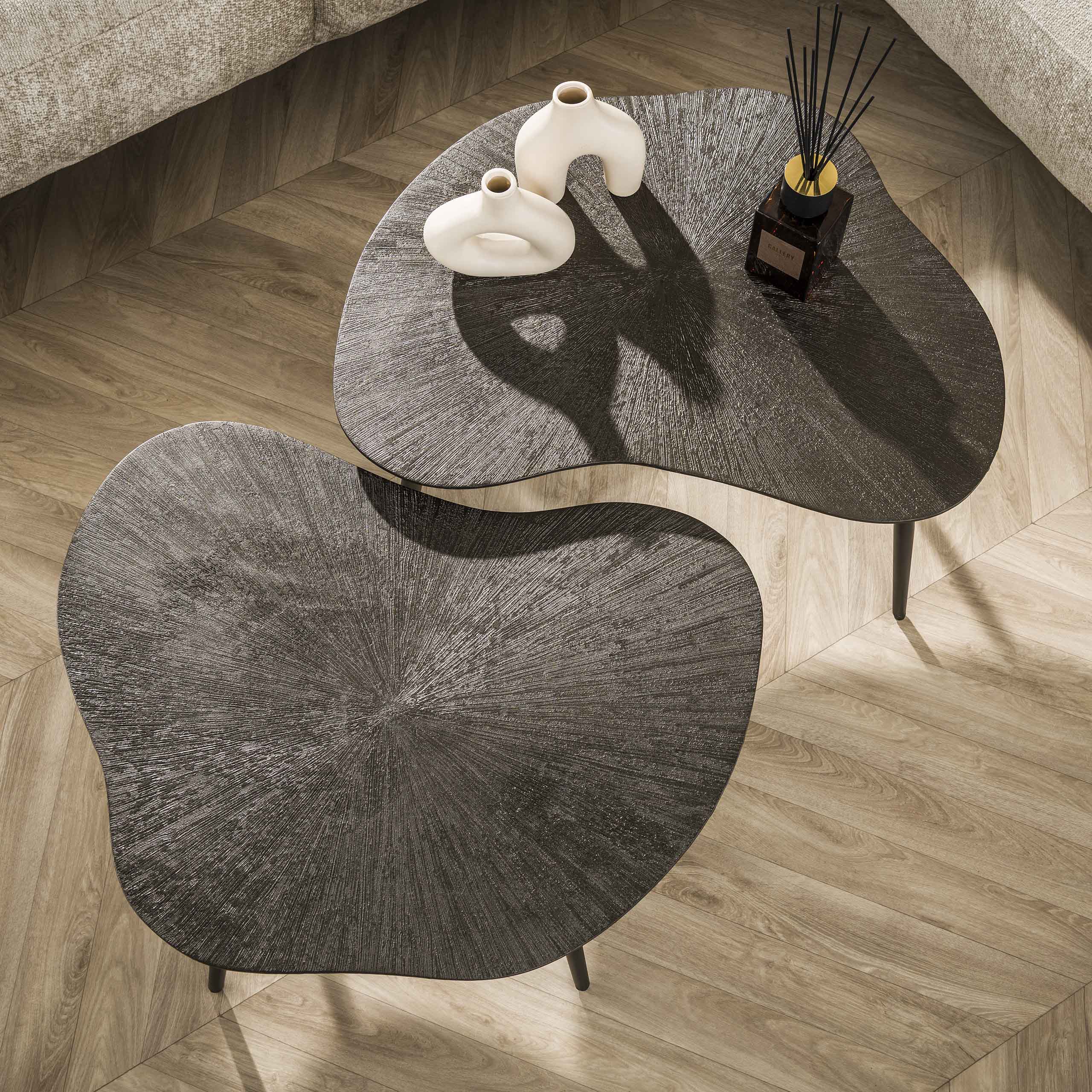 Salontafel Brown Ray Organisch Set Van 2 Donkerbruin Brons