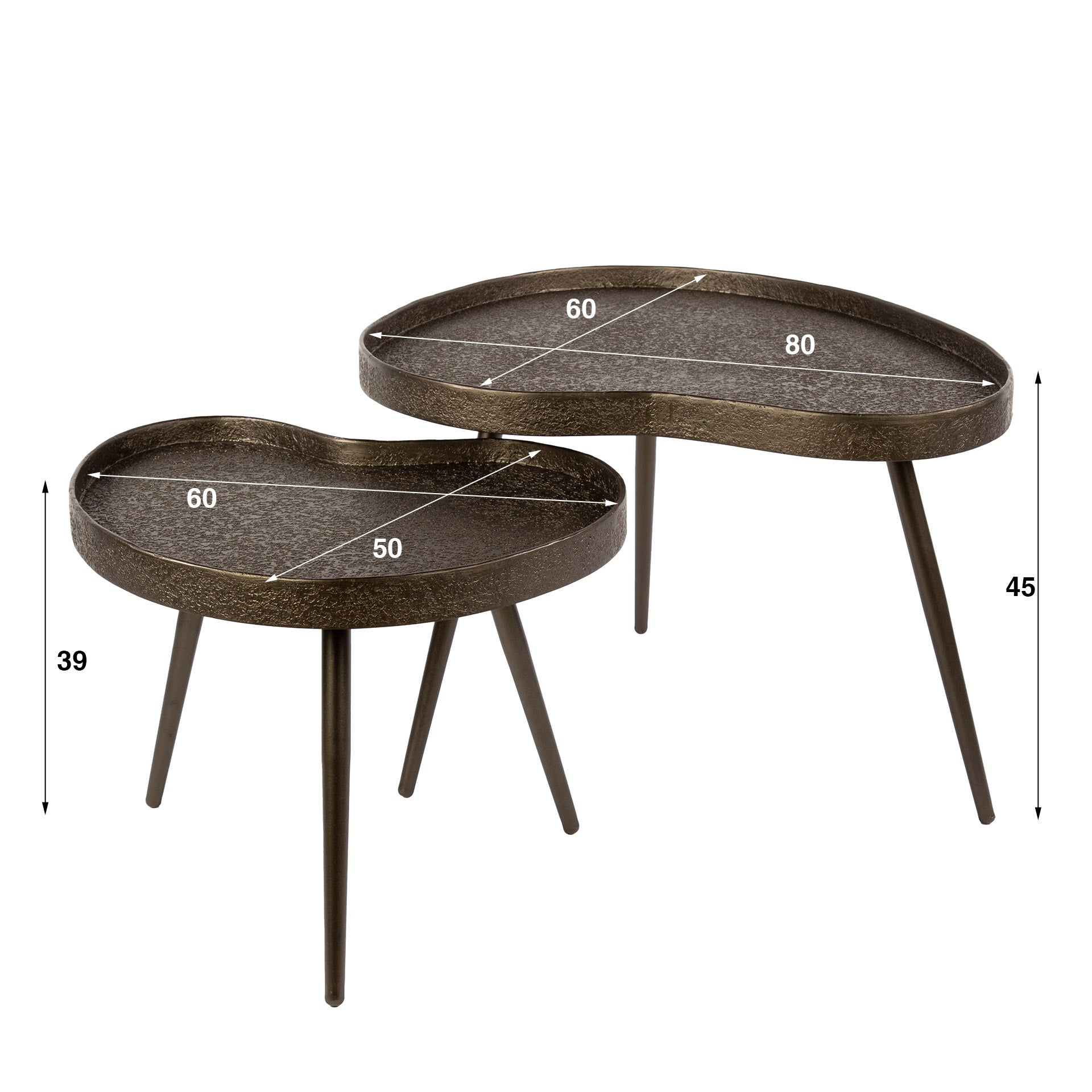Salontafel Contour Niervormig Set Van 2 Brons Liquid Metal