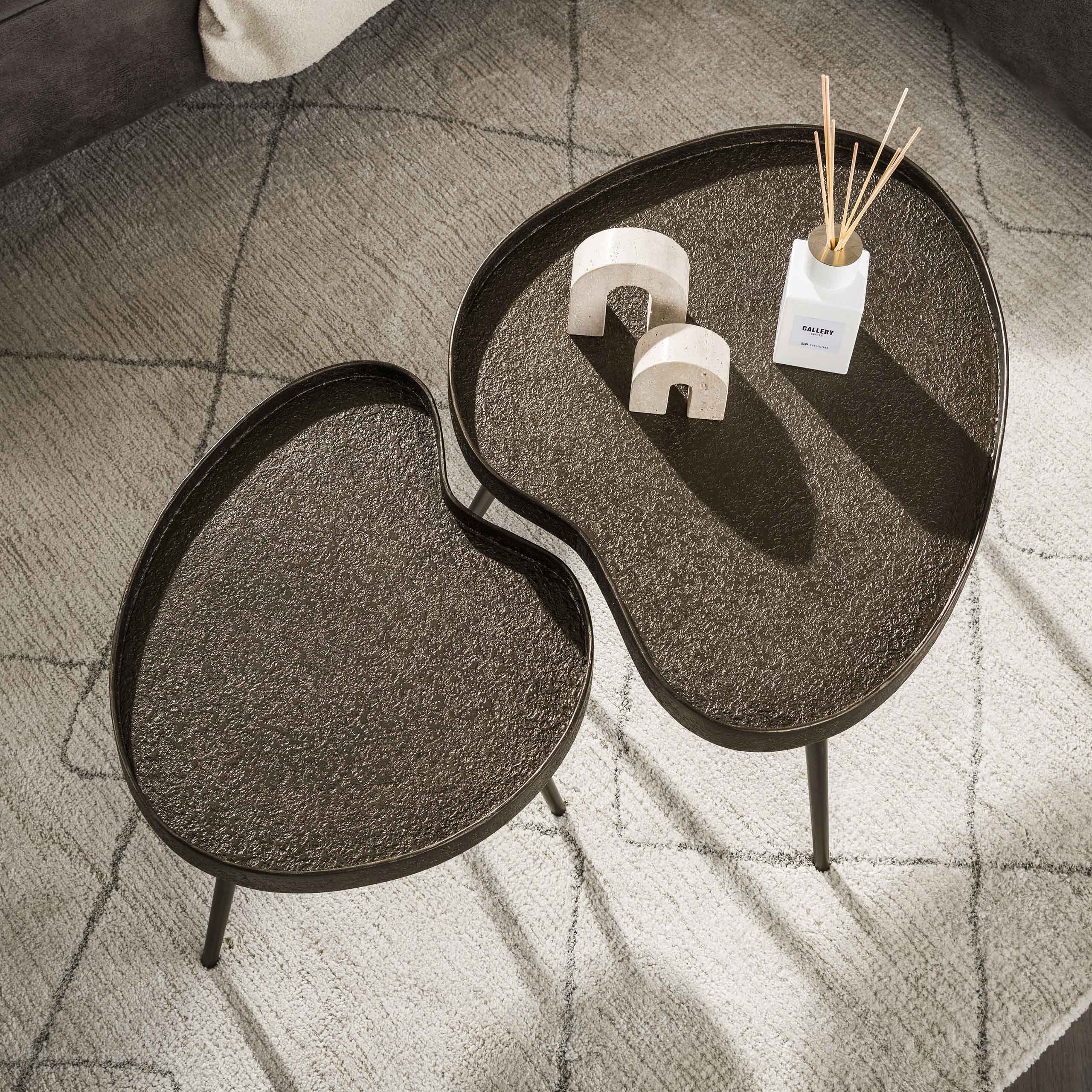 Salontafel Contour Niervormig Set Van 2 Brons Liquid Metal