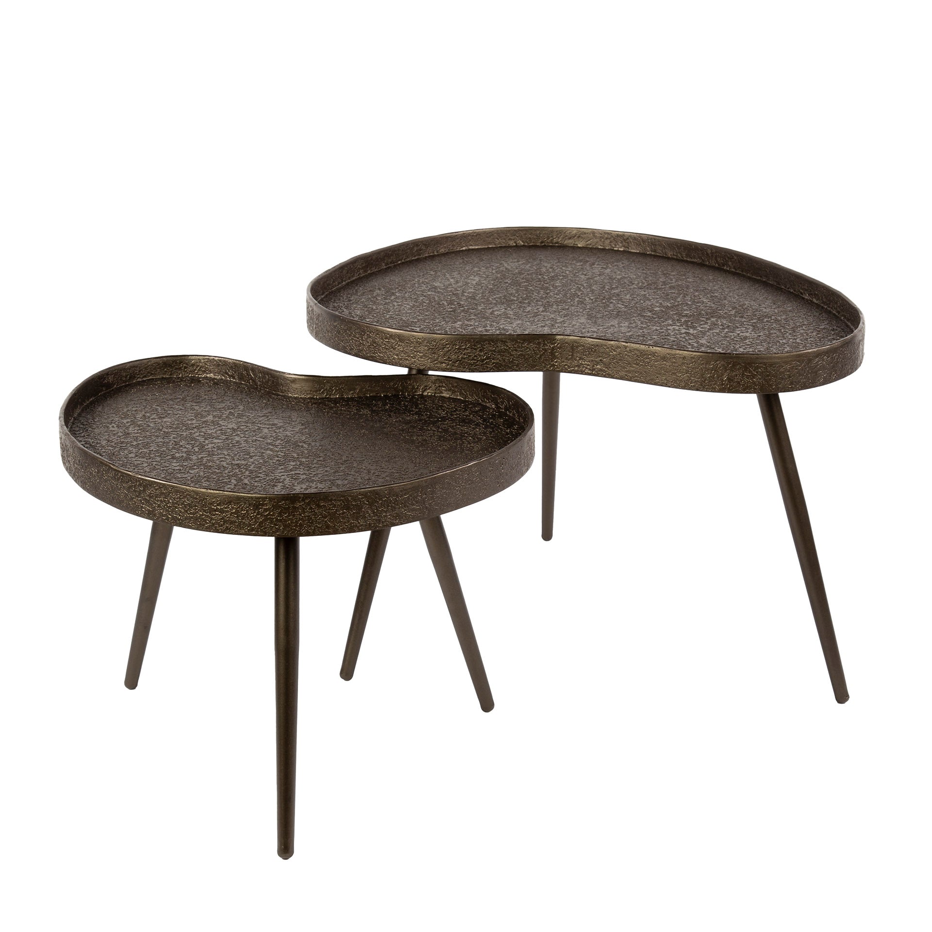 Salontafel Contour Niervormig Set Van 2 Brons Liquid Metal