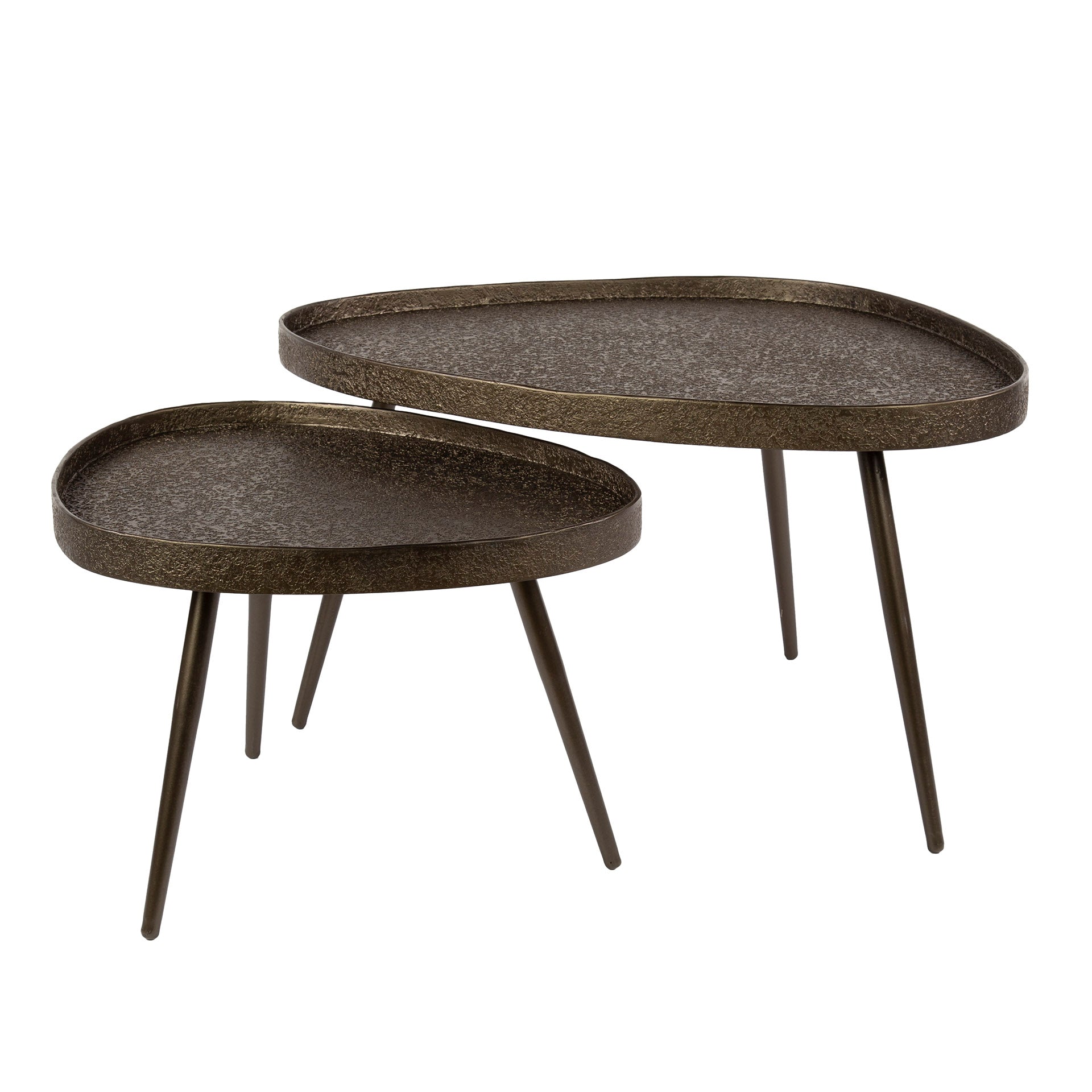 Salontafel Contour Driehoekig Set Van 2 Brons Liquid Metal