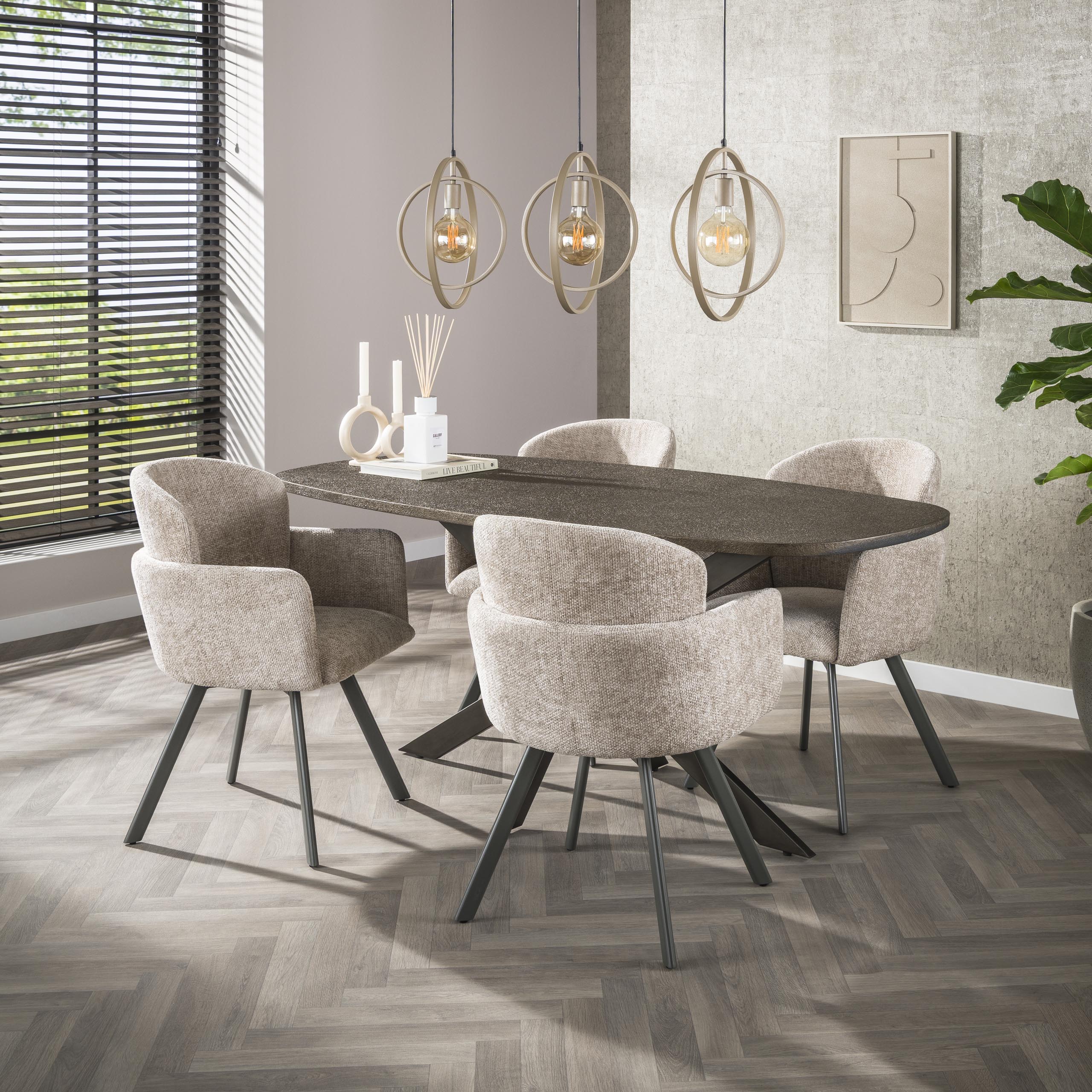 Eettafel Bronvik Deens Ovaal 180Cm Brons Liquid Metal