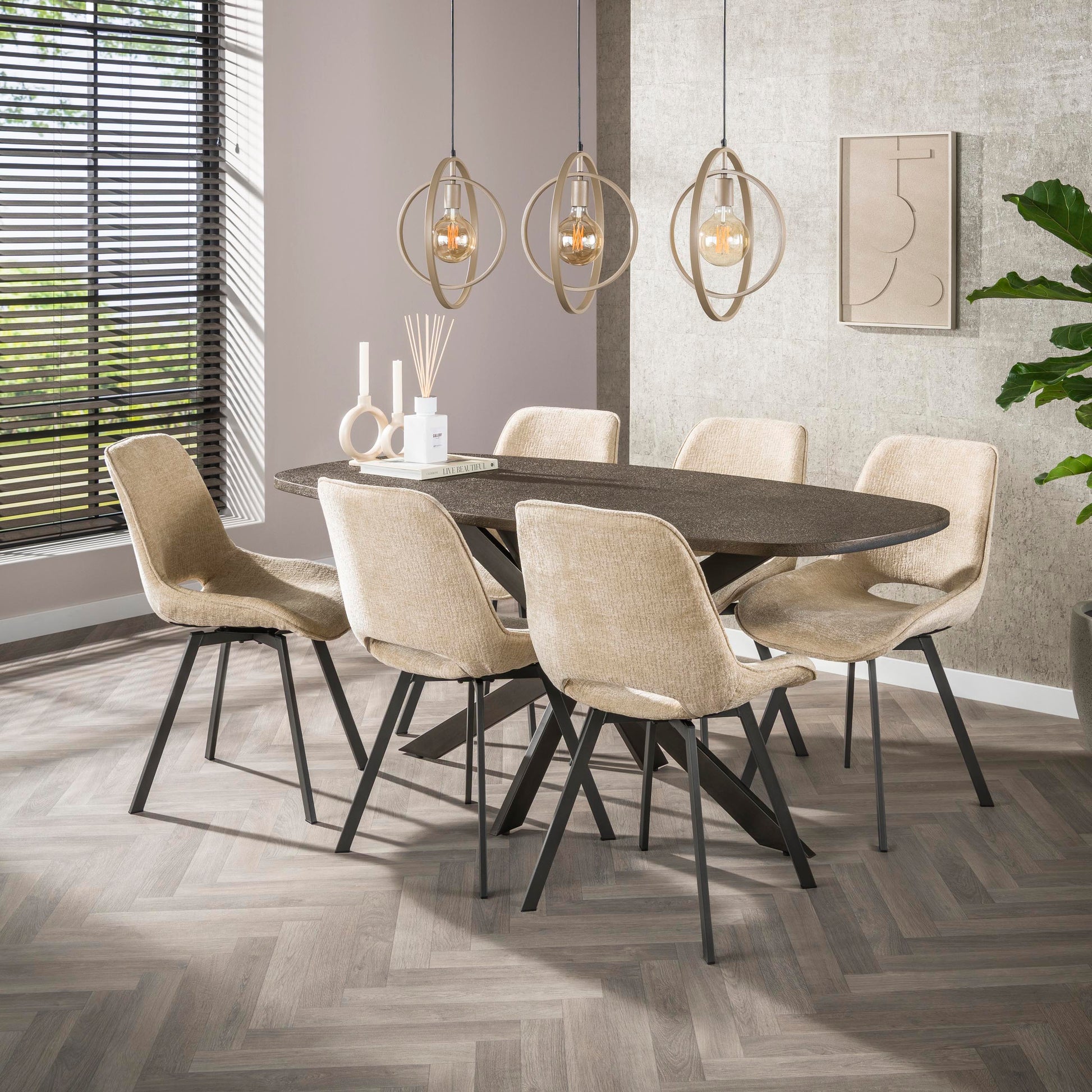 Eettafel Bronvik deens ovaal 180cm / Brons liquid metal