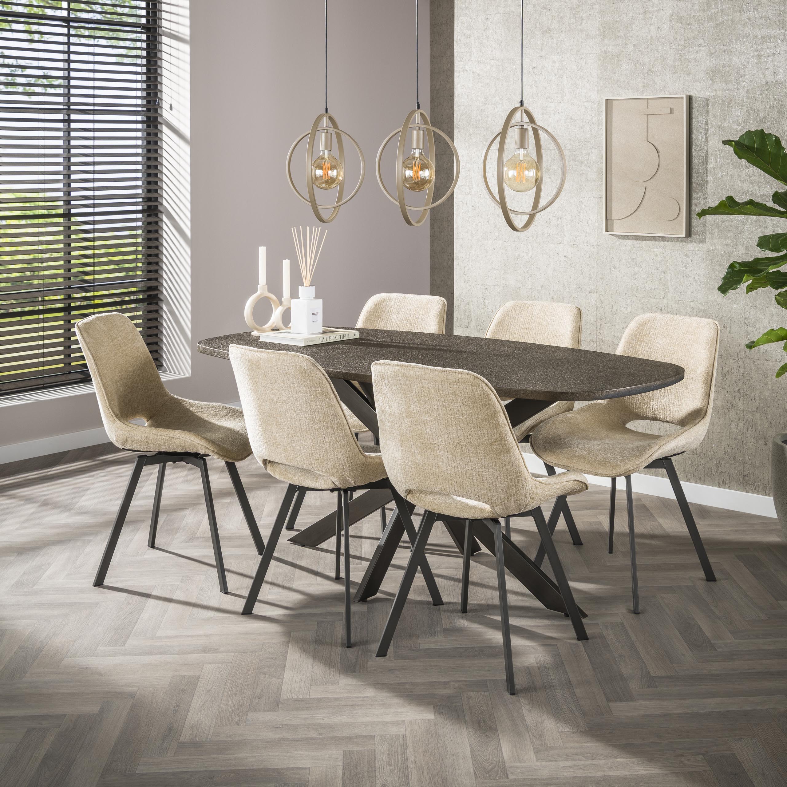 Eettafel Bronvik deens ovaal 180cm / Brons liquid metal