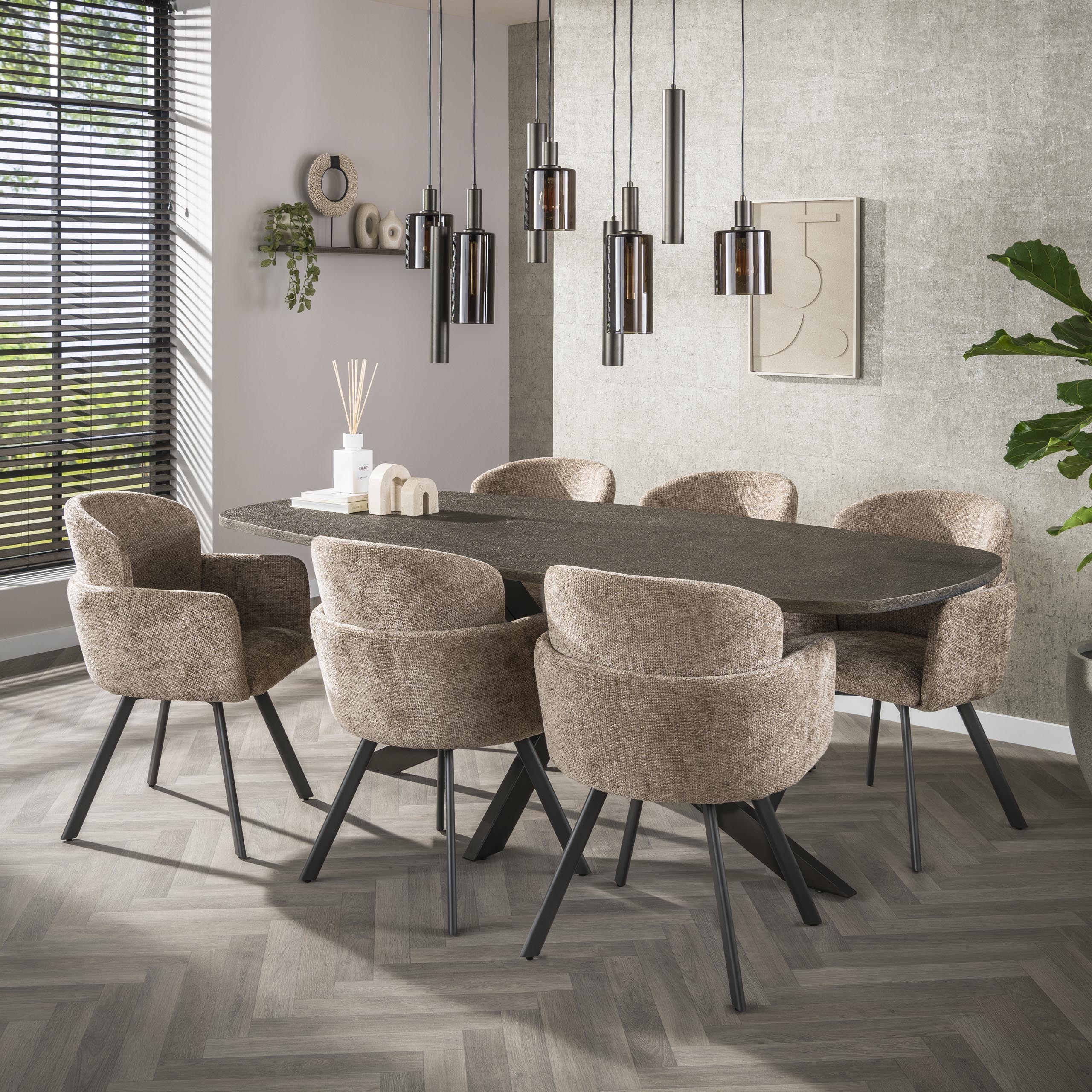 Eettafel Bronvik Deens Ovaal 215 Cm Brons Liquid Metal