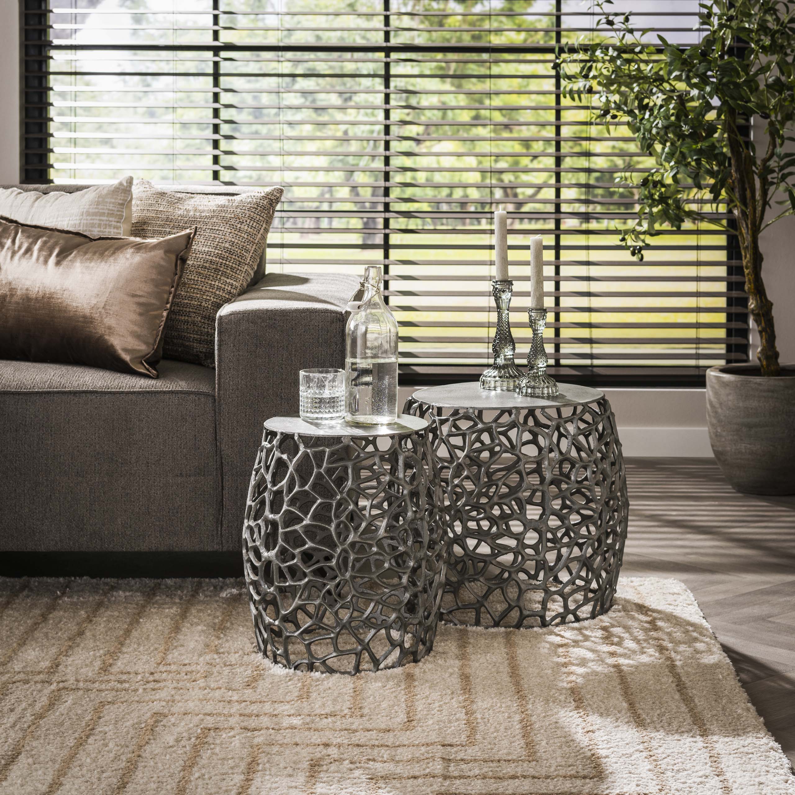 Bijzettafel Maze set van 2 / Zwart nikkel