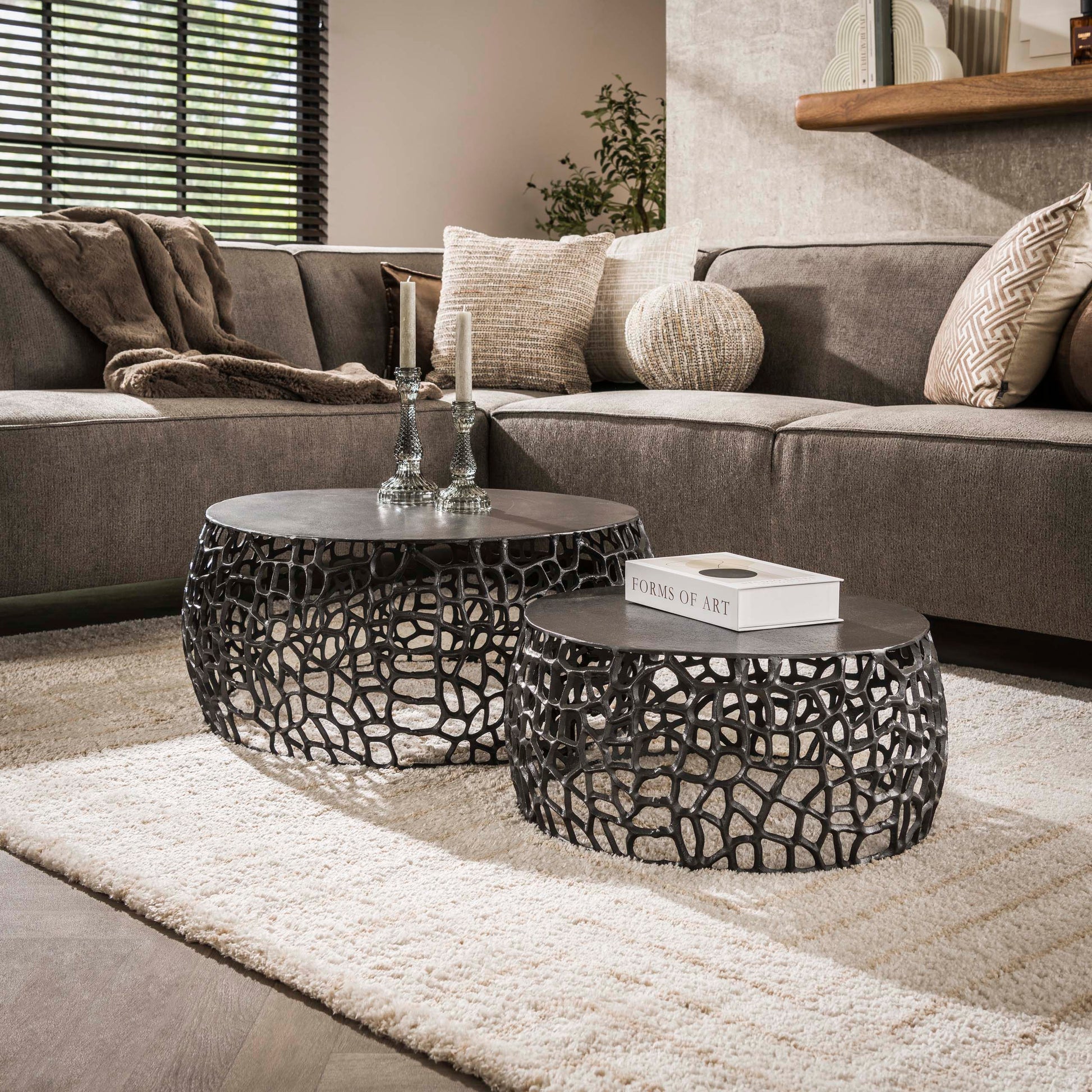 Salontafel Maze set van 2 / Zwart nikkel