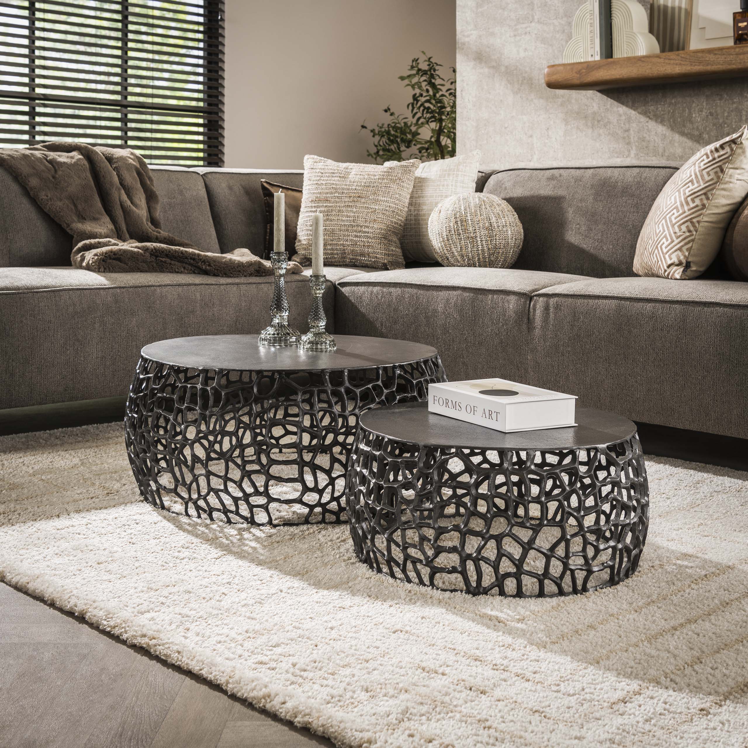 Salontafel Maze set van 2 / Zwart nikkel
