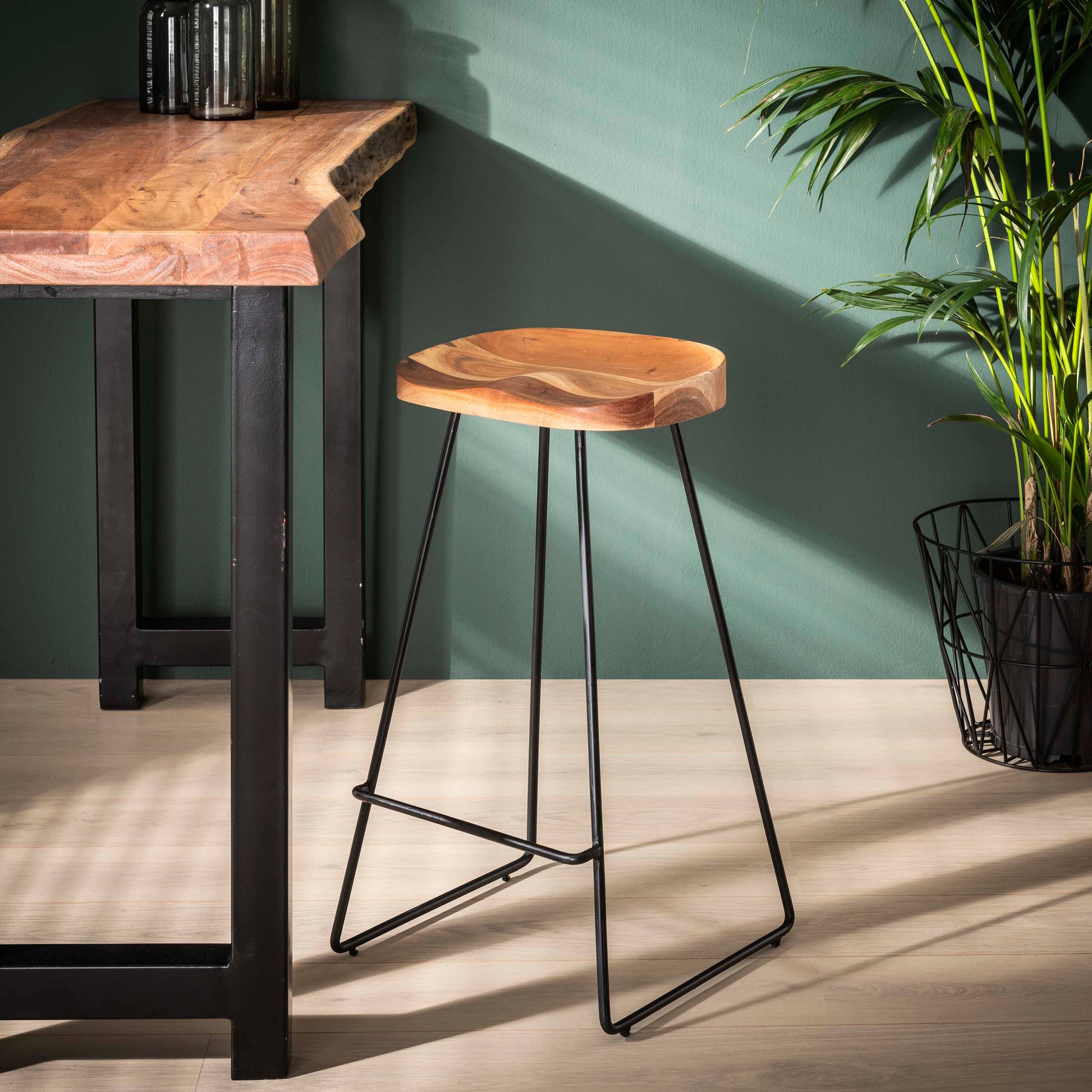 Barstoel Wooden Seat verpakt per 4 / Massief acacia