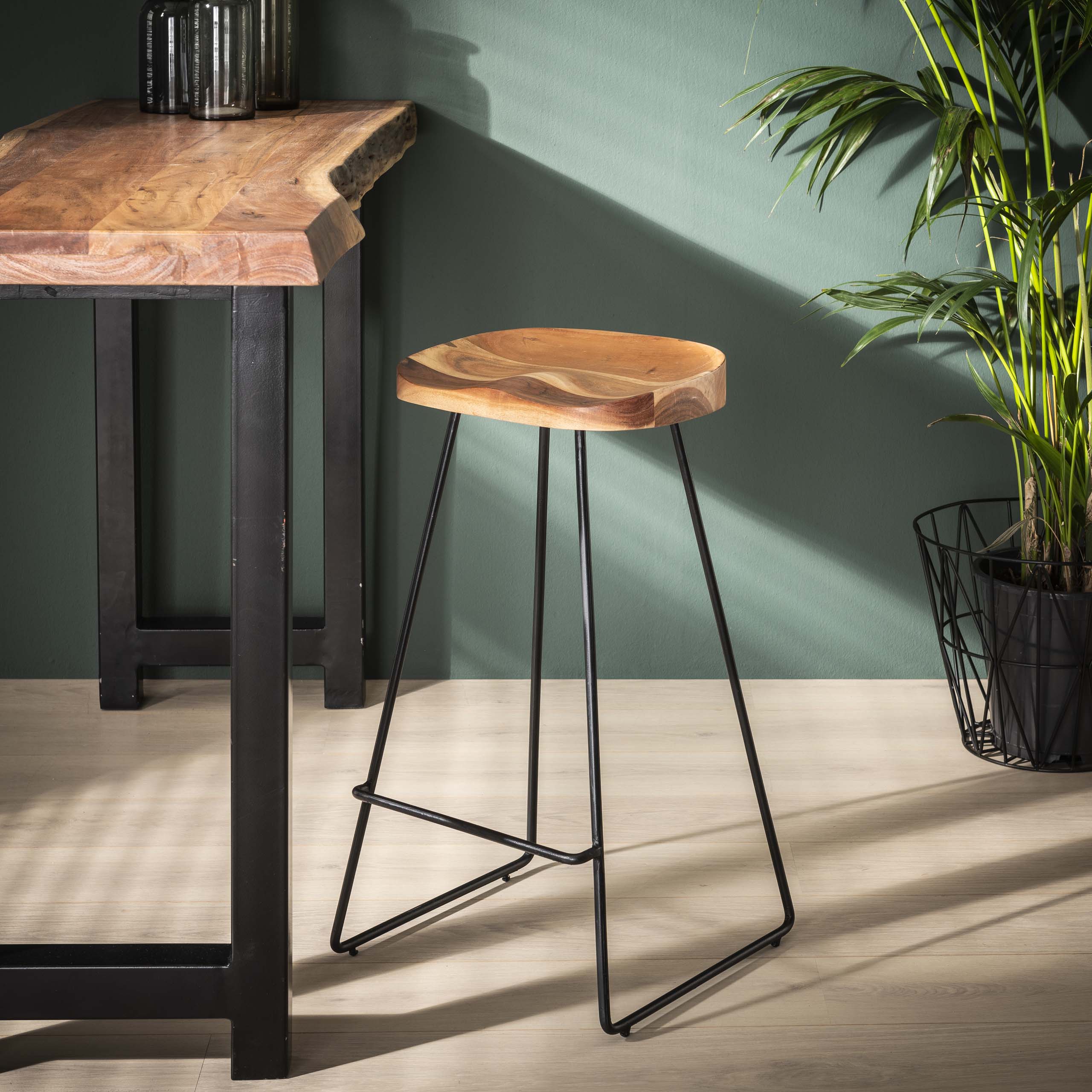 Barstoel Wooden Seat verpakt per 4 / Massief acacia
