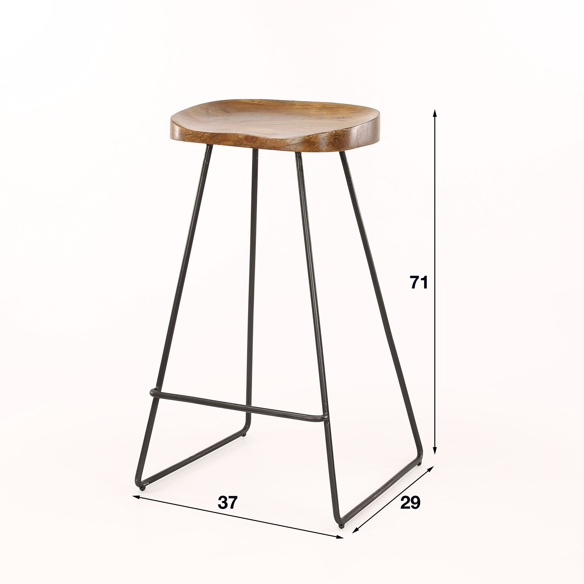 Barstoel Wooden Seat Verpakt Per 4 Massief Acacia